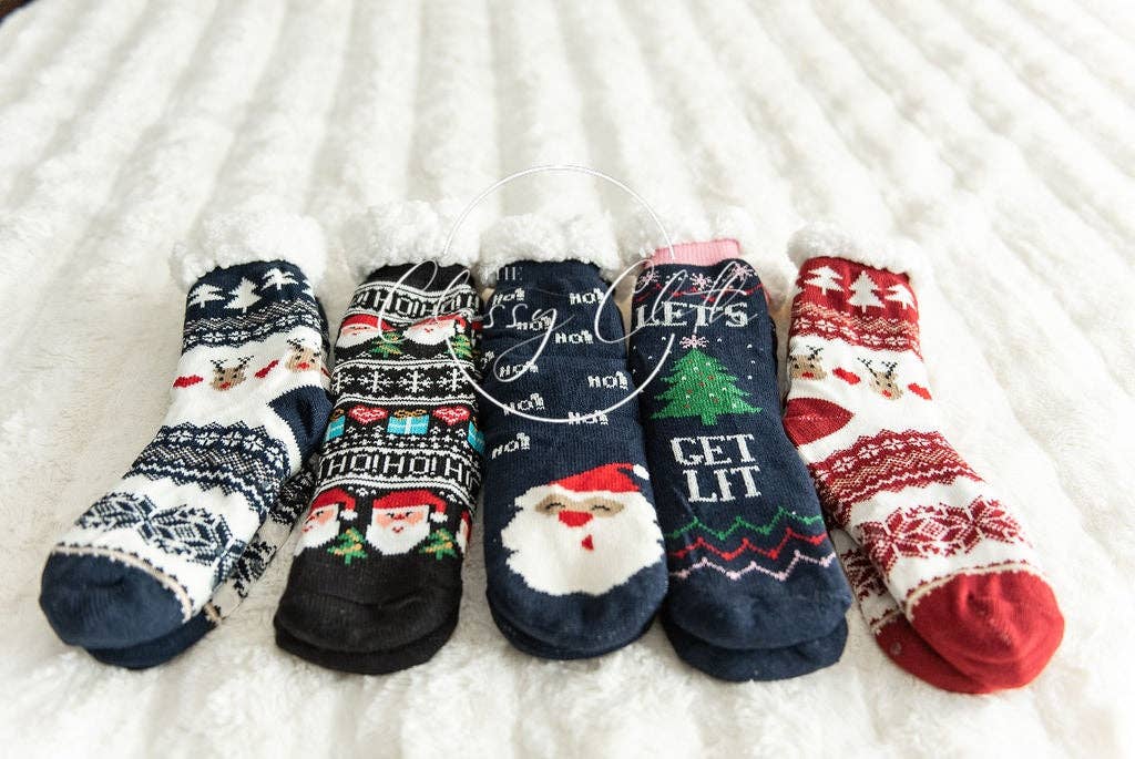Let's Get Lit Sherpa Lined Socks Non-Slip