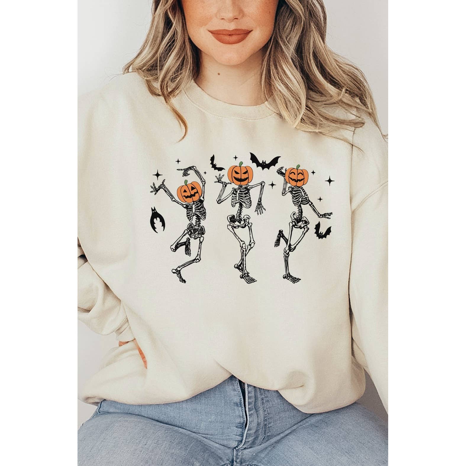 Dancing Pumpkin Head Skeletons Sweatshirt