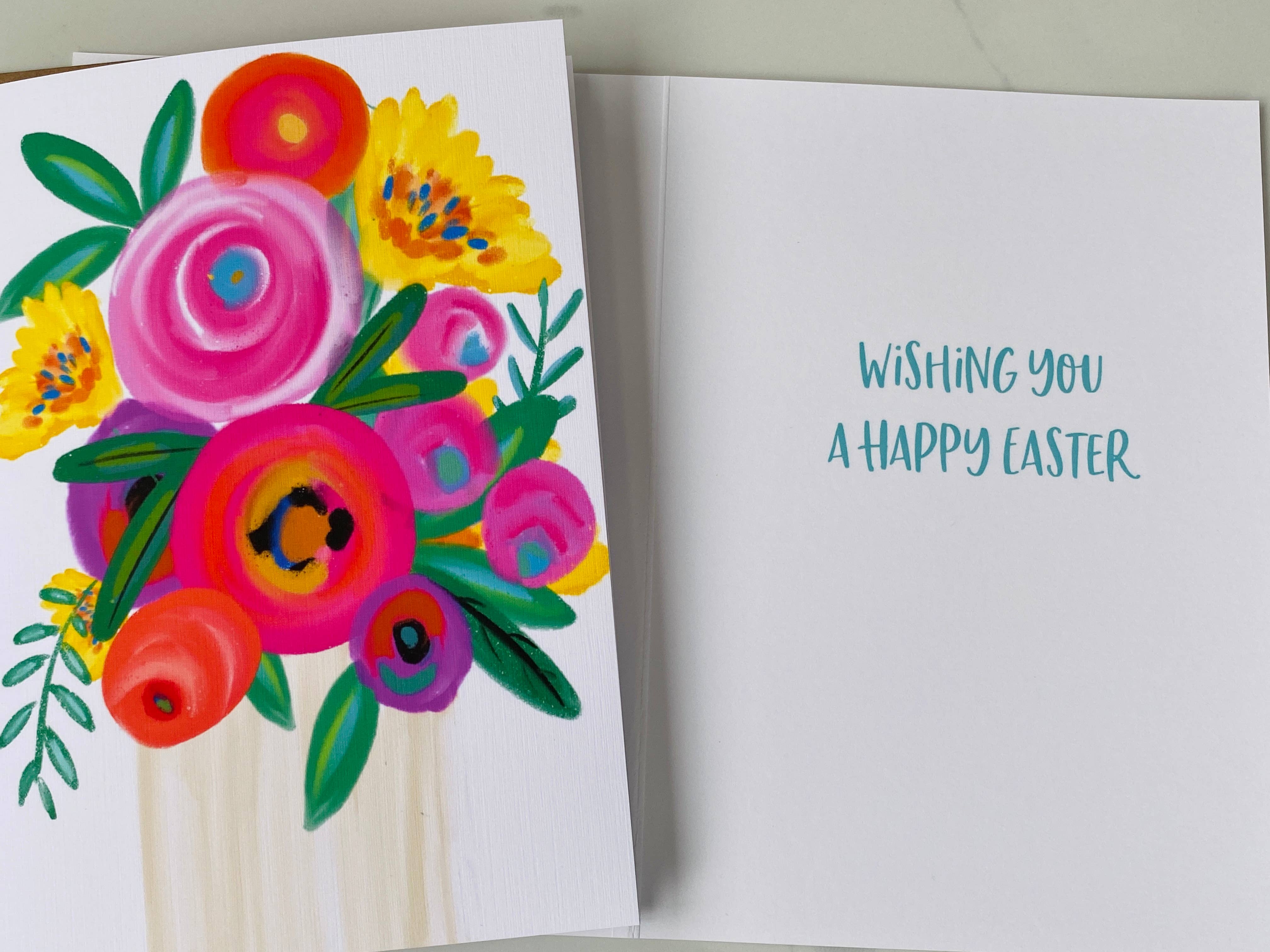 Whimsical Flowers Easter Card: Message Inside