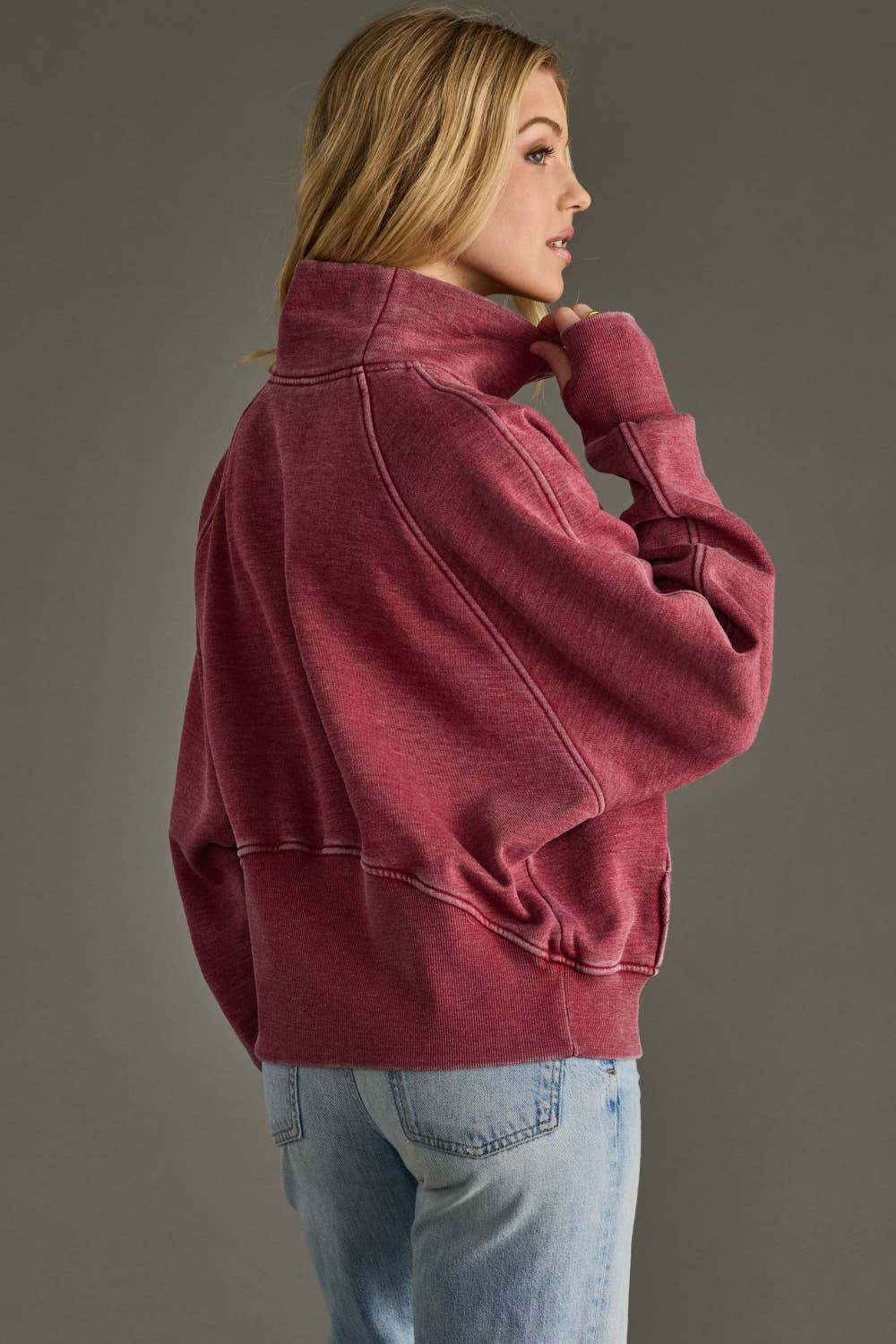 Ryleigh Wine Quarter Zip Sweatshirt