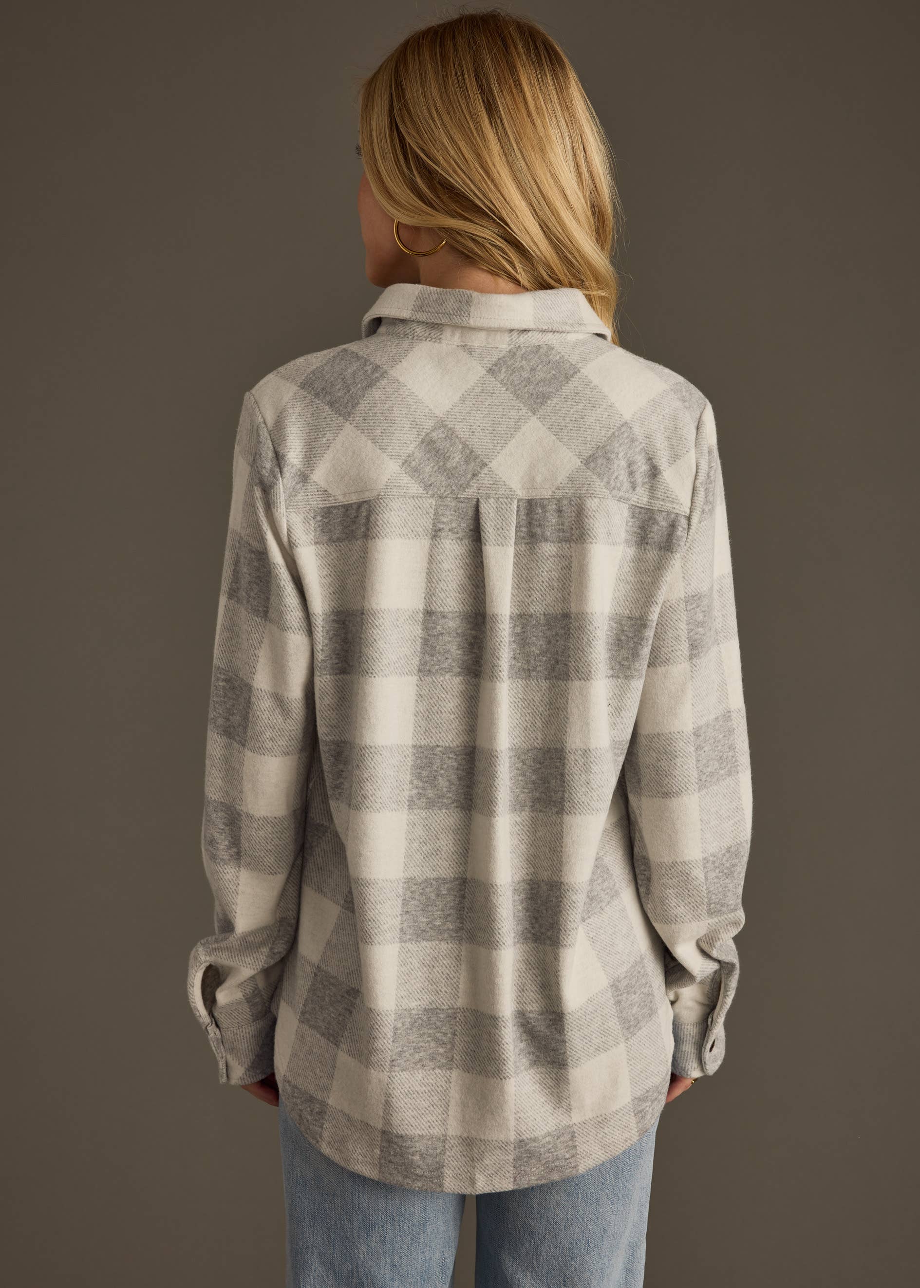 Light Gray & White Super Soft Plaid Button Up