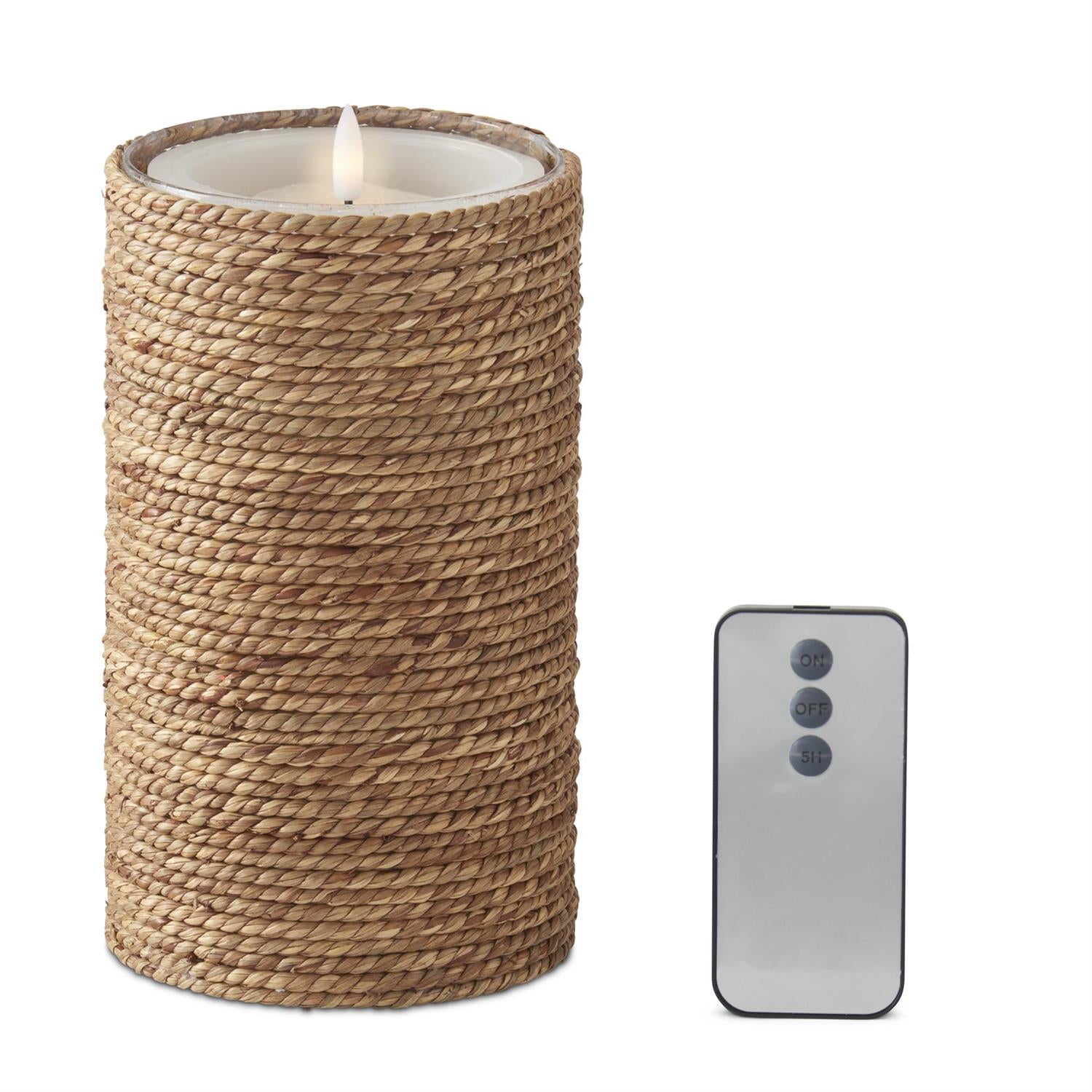 Jute Wrapped Pillar Candle & Fountain Slip Cover