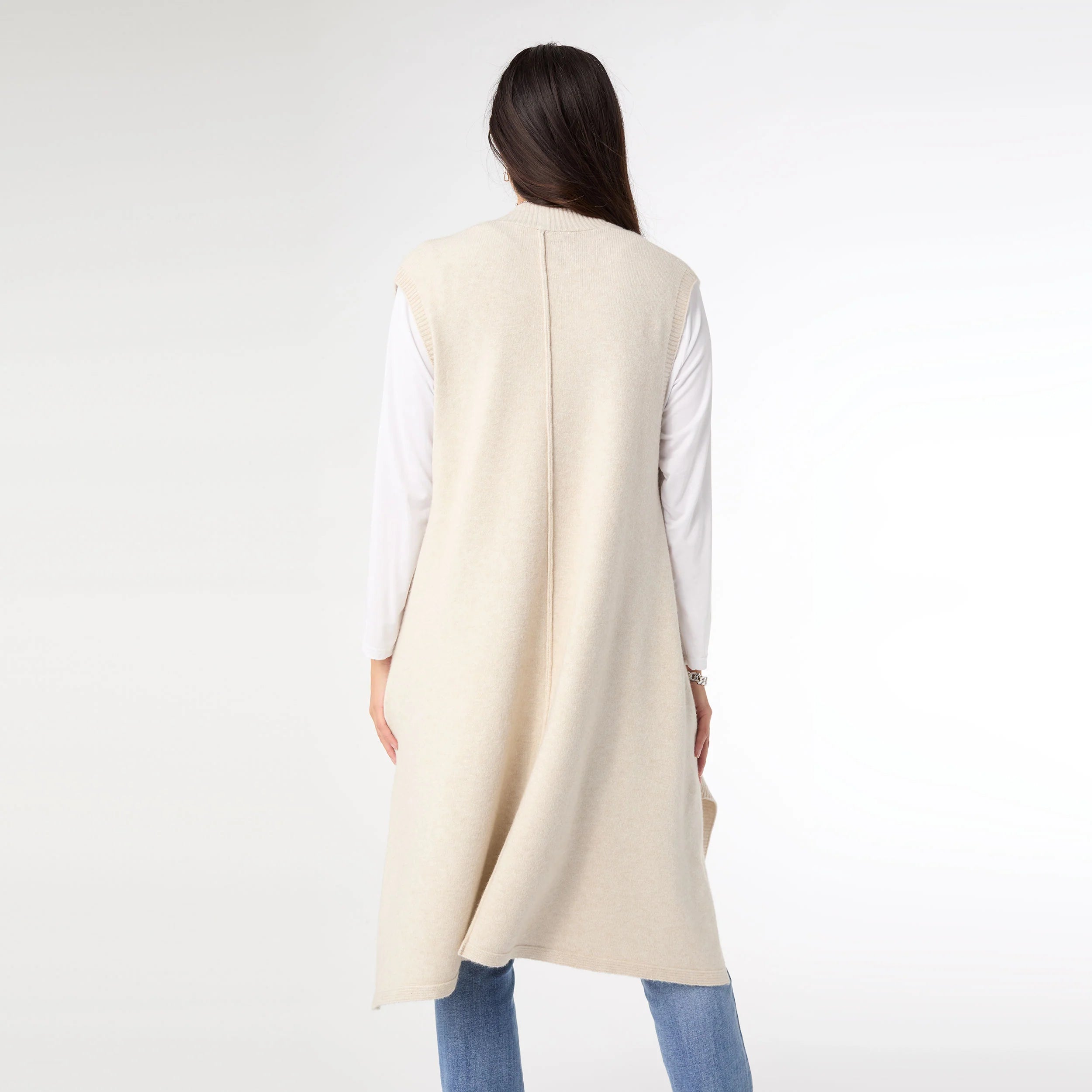 Oatmeal Heavenly-Luxe Contrast Rib Vest with Pockets