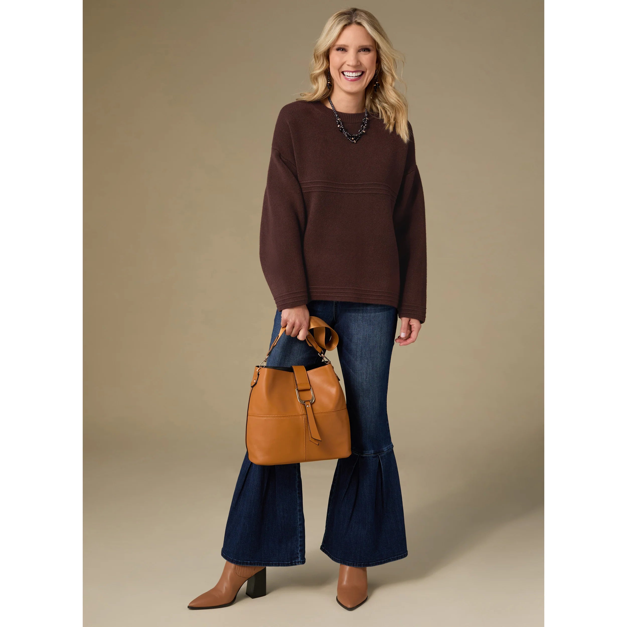 Delphina Long Sleeve Lattice Back Sweater