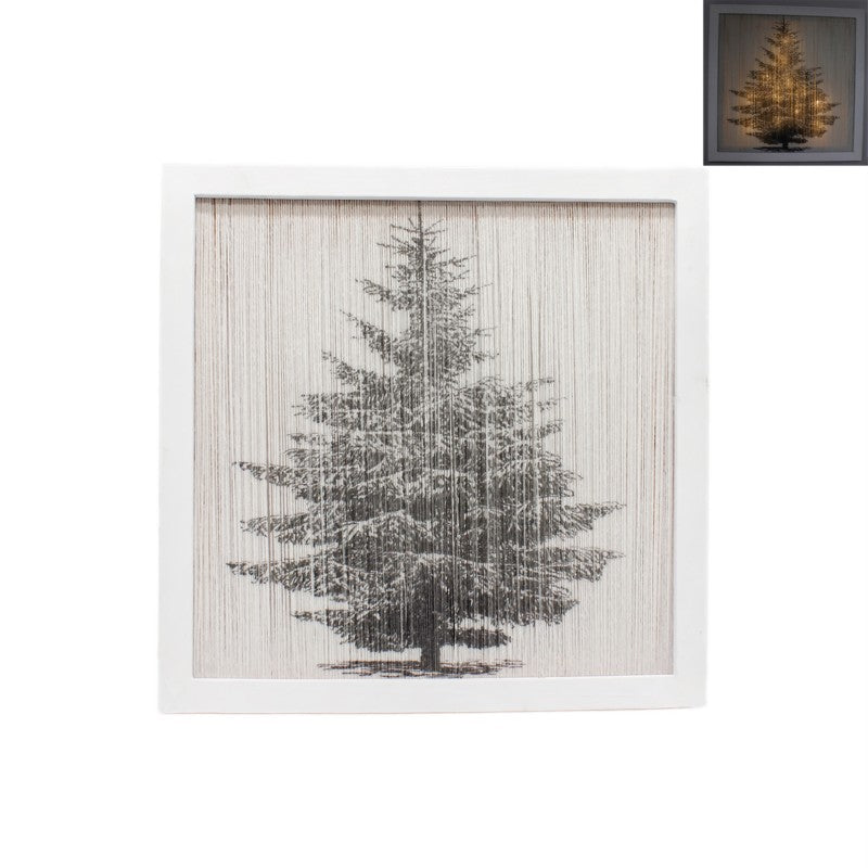 Lighted White Frame Christmas Tree Print