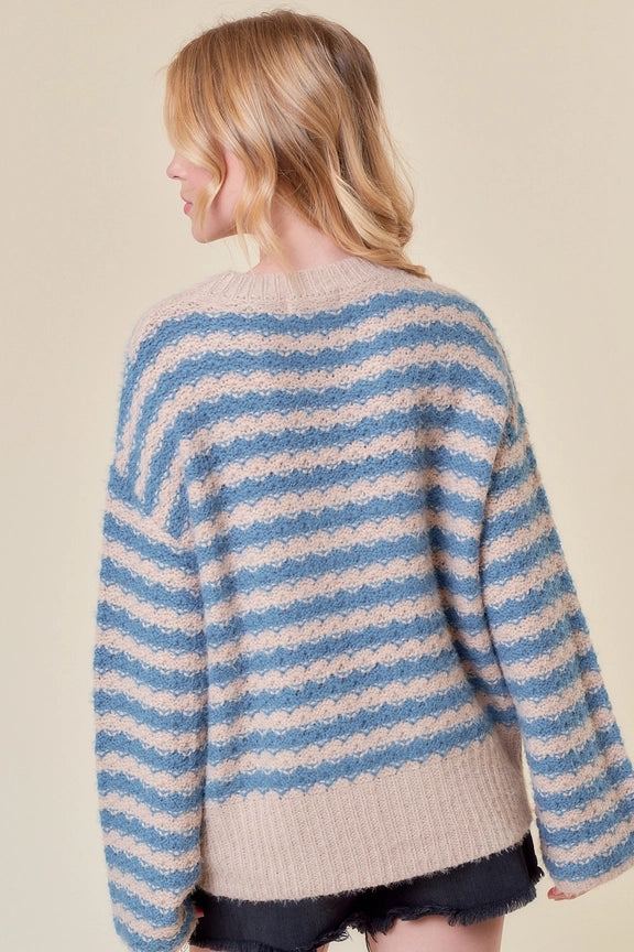 Destiny Blue Striped Sweater
