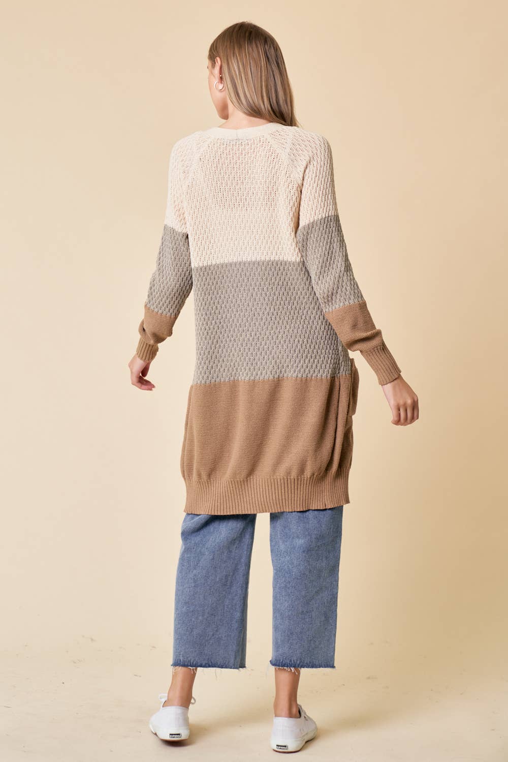 Neutral Color Block Duster Cardigan