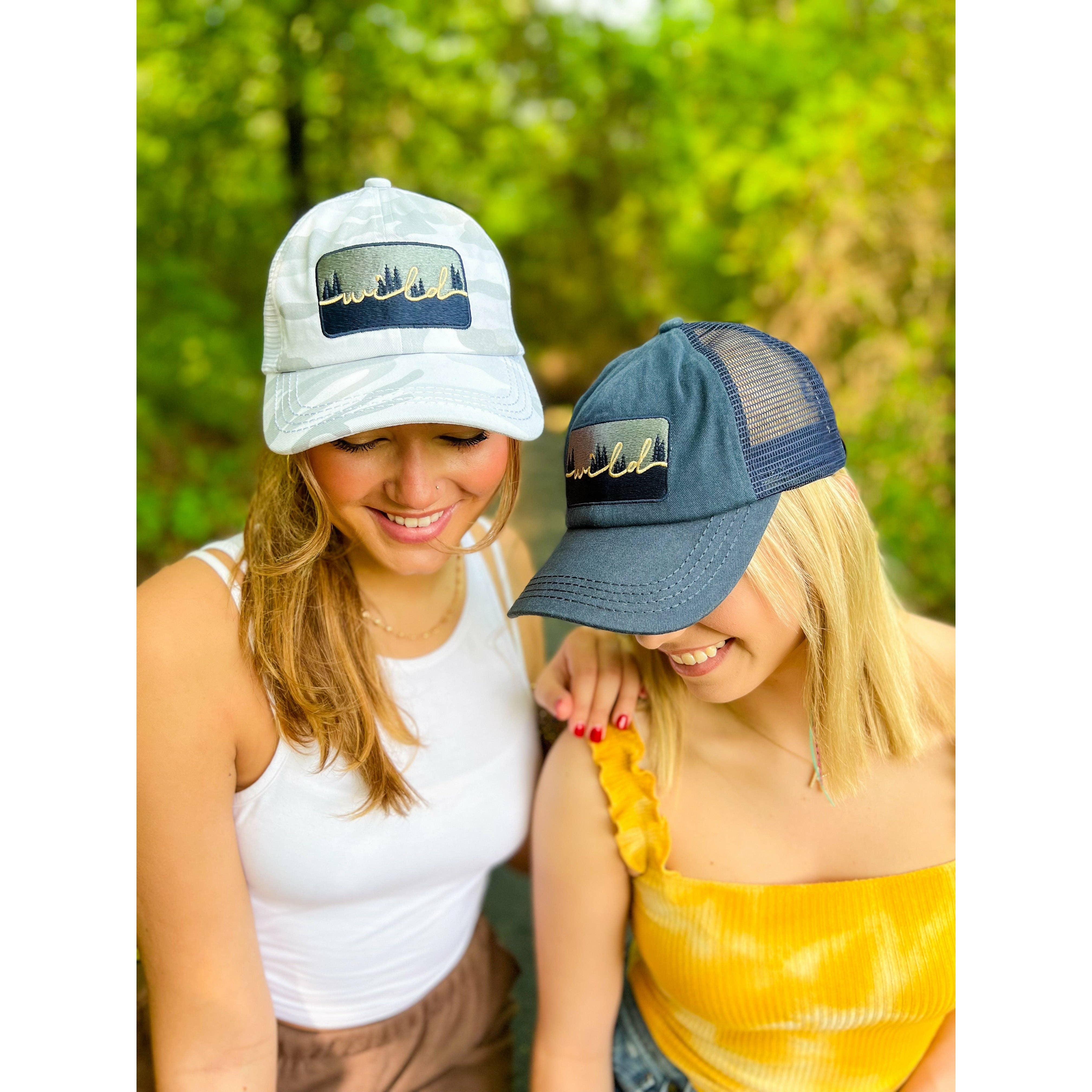 Wild Embroidered Patch C.C High Pony Criss Cross Baseball Hat