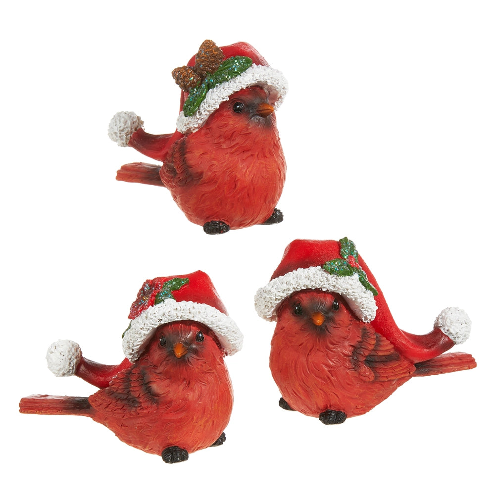Cardinal with Santa Hat
