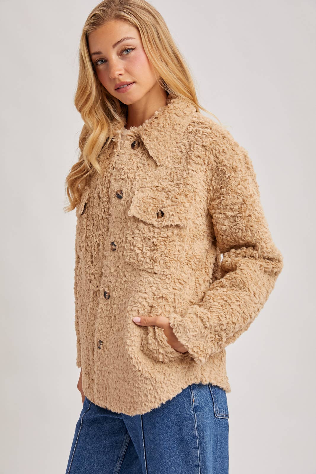 Latte Boucle Woven Jacket