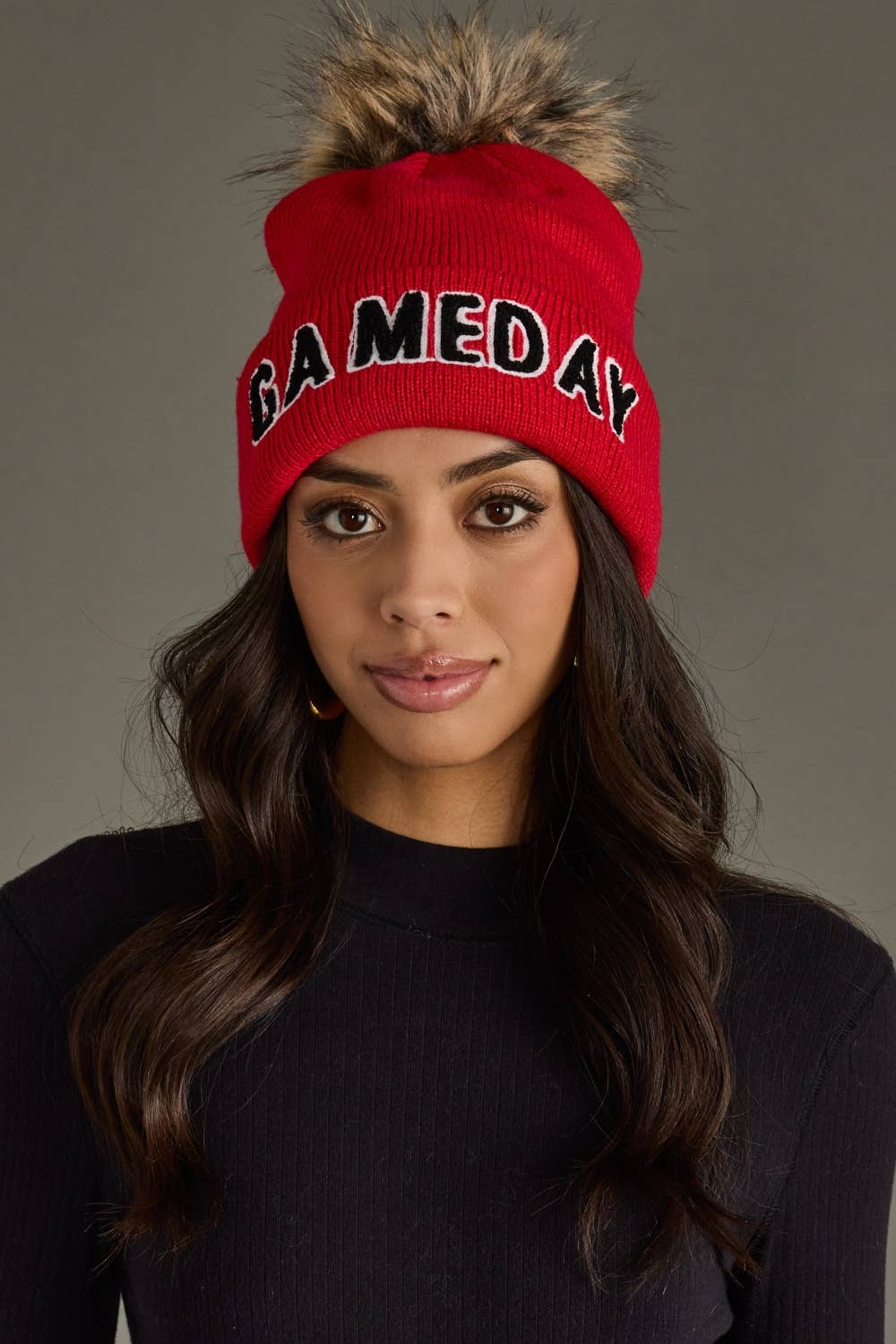 Game Day Red & Black Pom Beanie