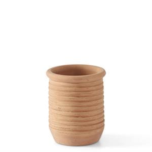 Ribbed Terracotta Pot w/Rim 5.5 Inch