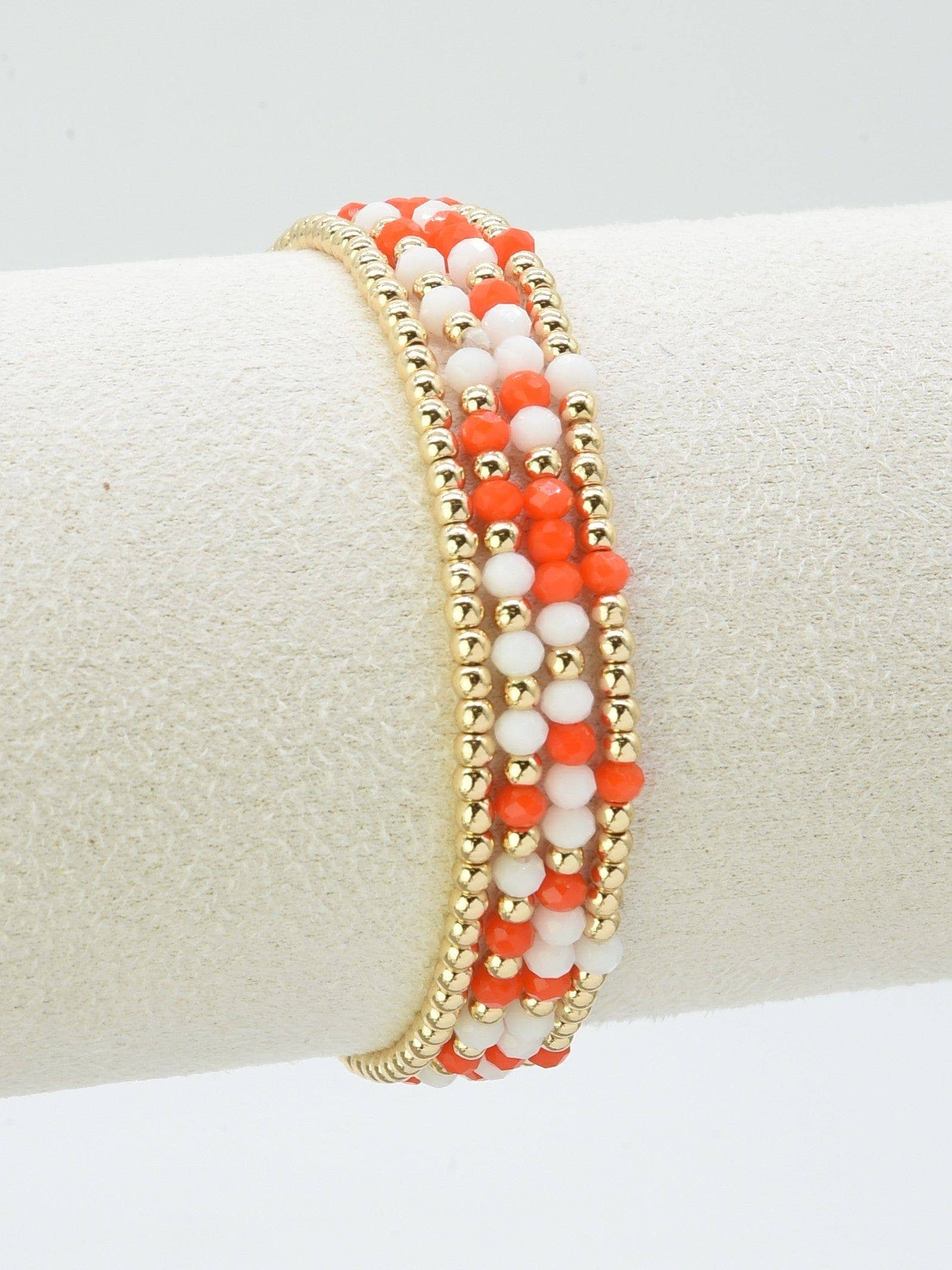 Red & Black Glass Bead Stretch Bracelet Set