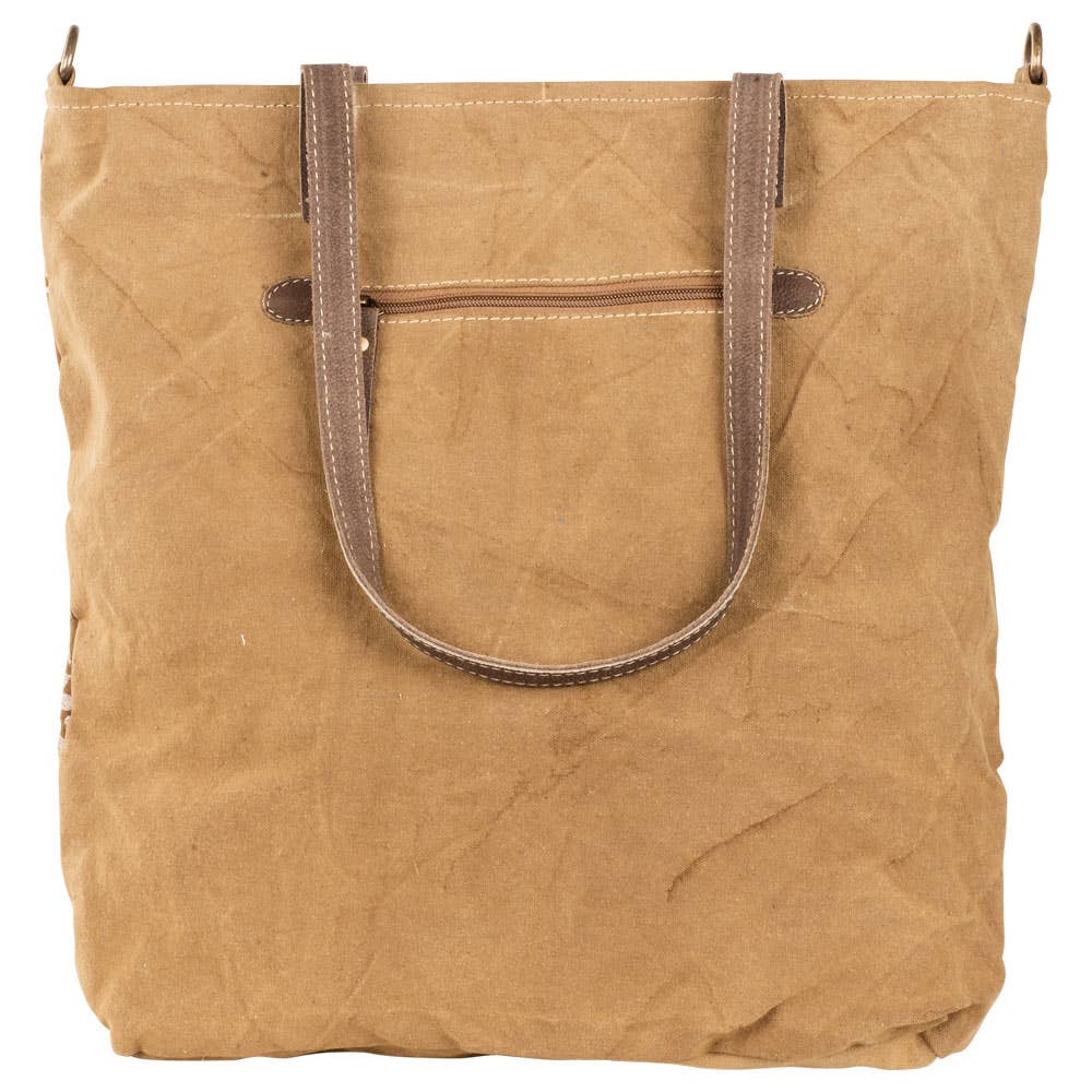 Vintage Floral & Tan Canvas Tote