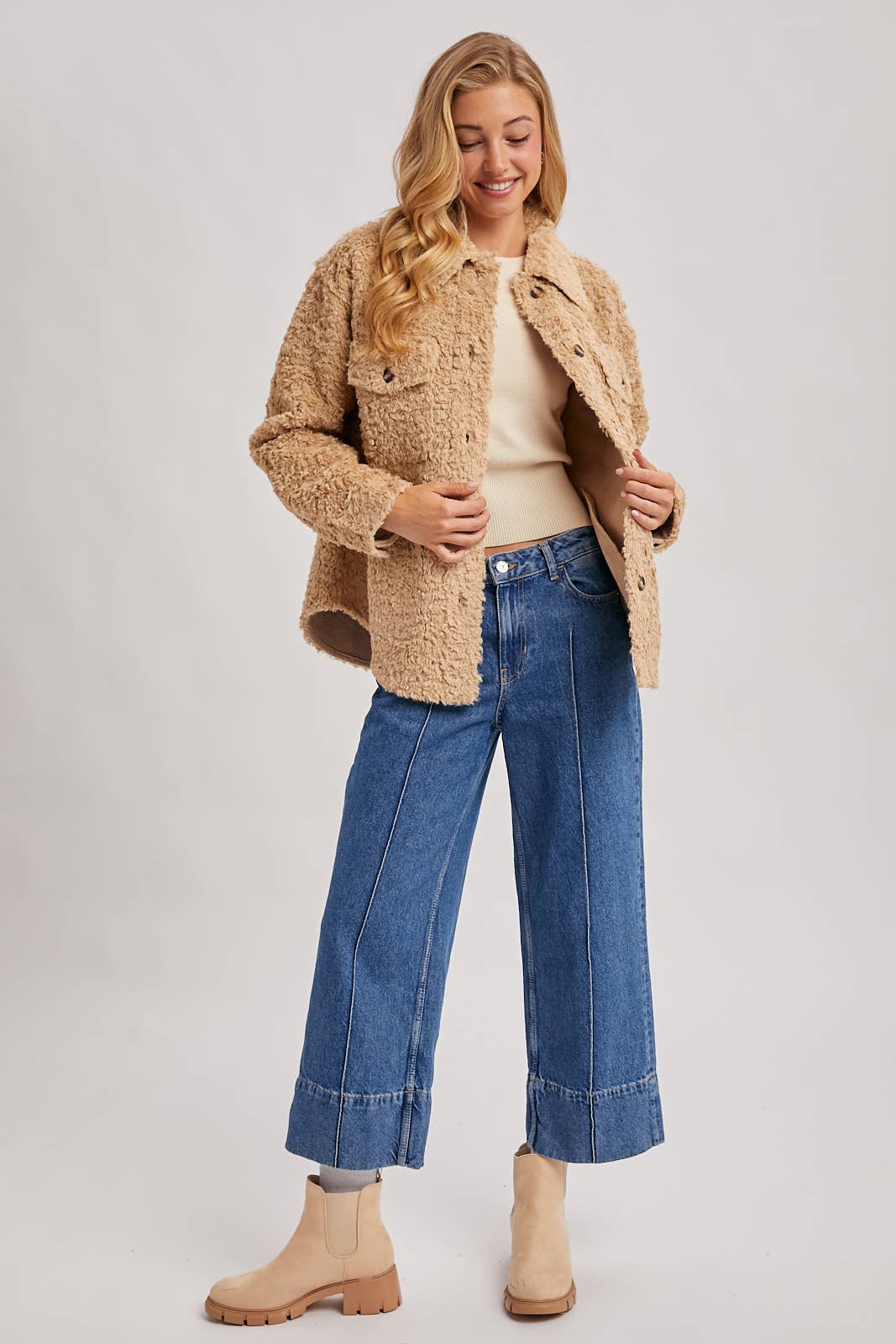 Latte Boucle Woven Jacket