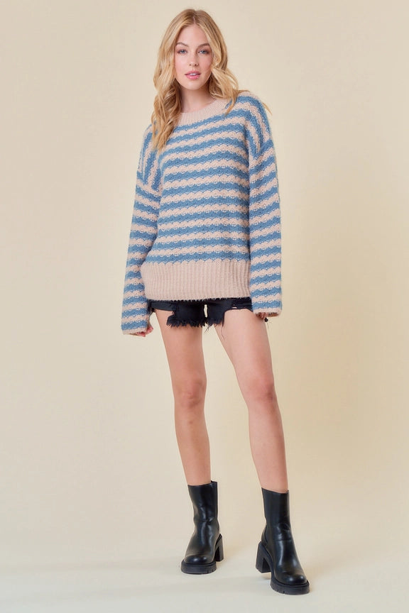 Destiny Blue Striped Sweater