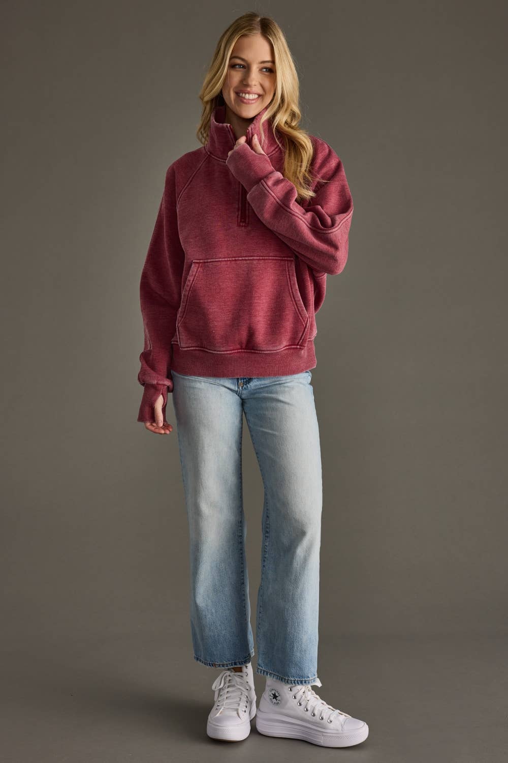 Ryleigh Wine Quarter Zip Sweatshirt