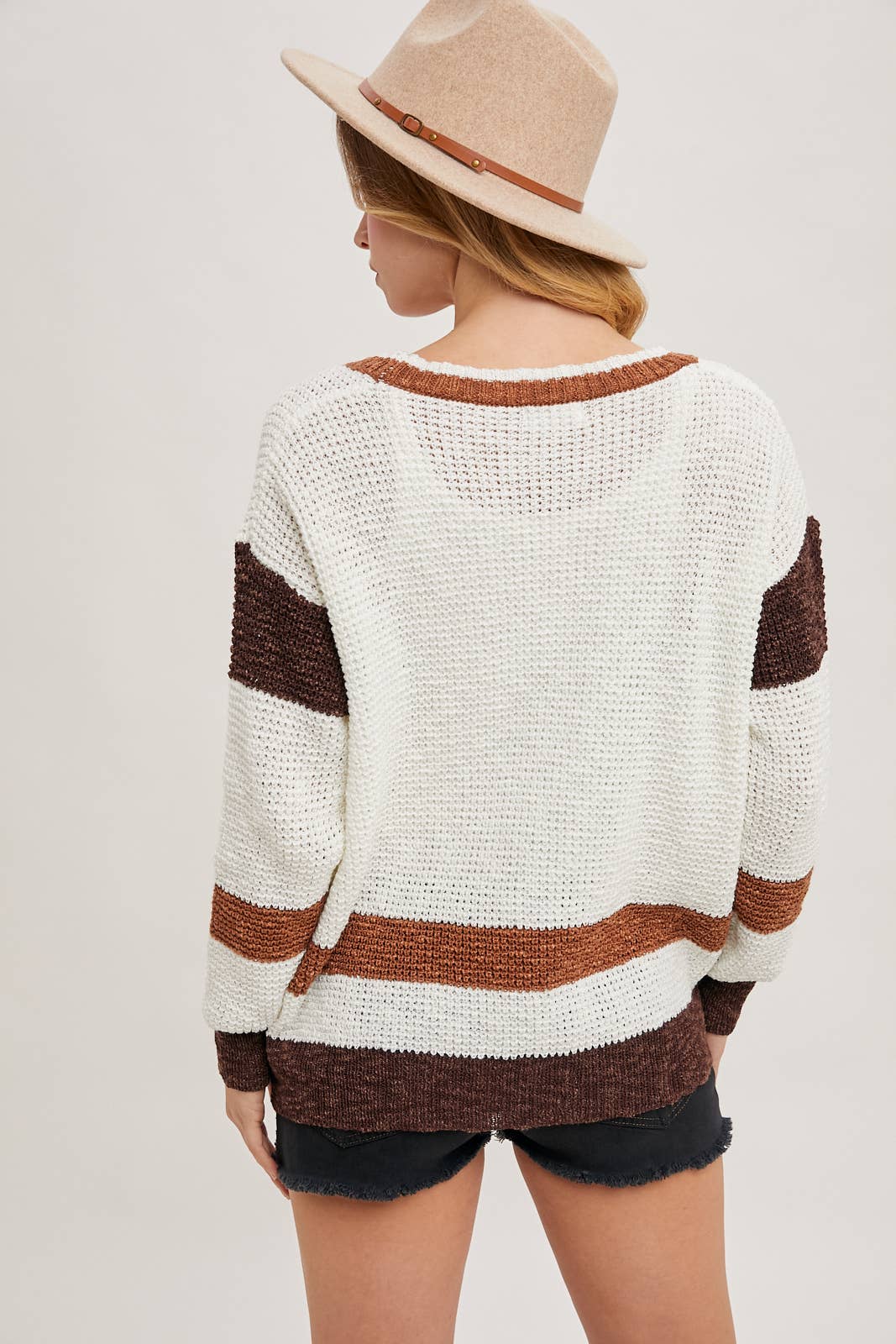 Color Block Button Down Knit Cardigan