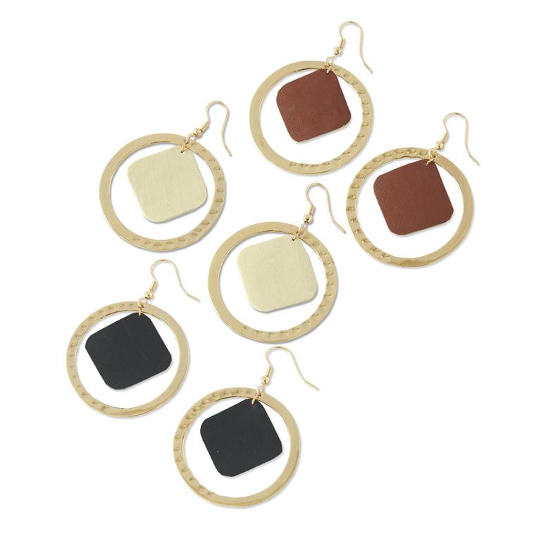 Leather Insert Hoop Earrings