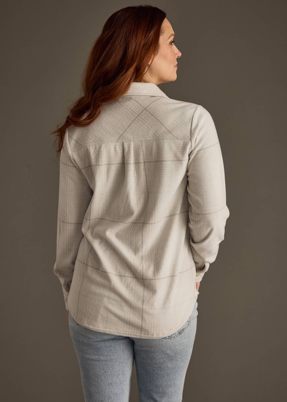 Light Tan & Gray Plaid Super Soft Button Up Flannel