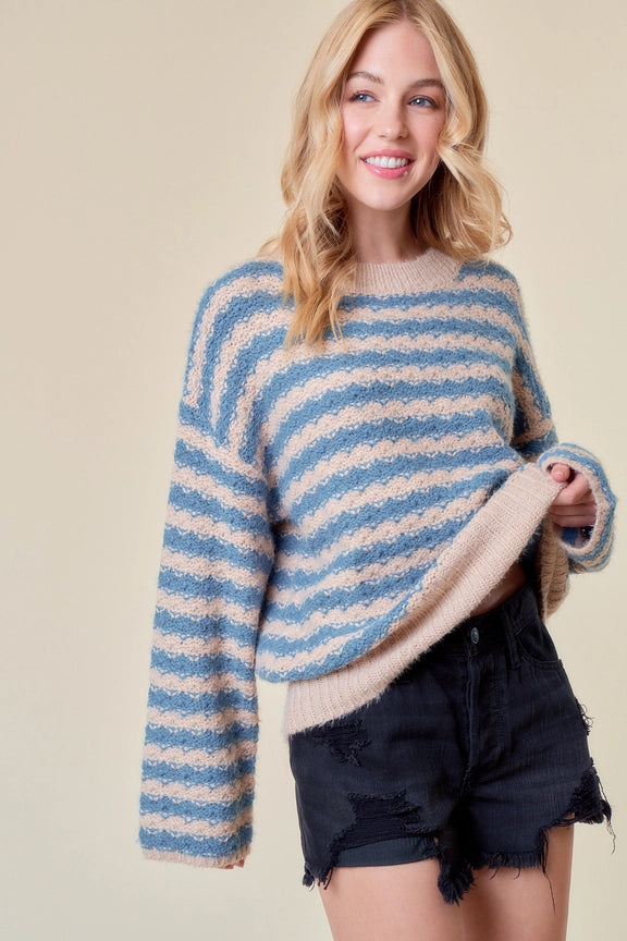 Destiny Blue Striped Sweater