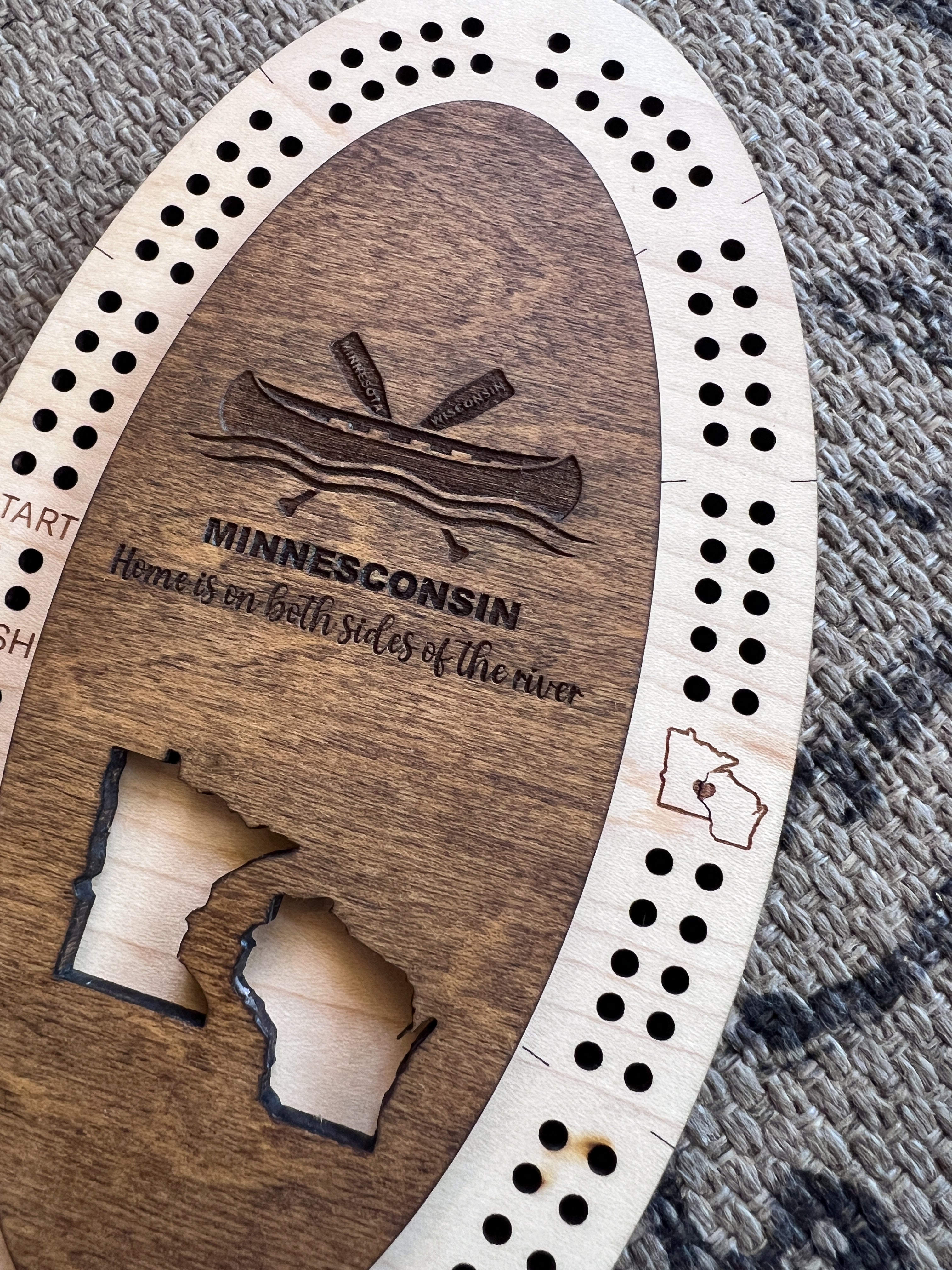 Minnesconsin Handmade Wood Cribbage Board