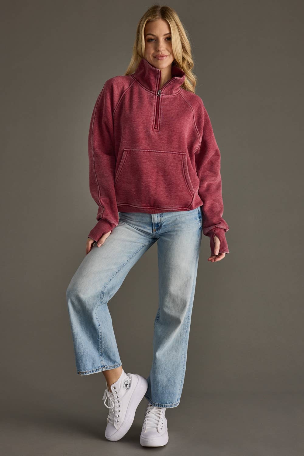 Ryleigh Wine Quarter Zip Sweatshirt