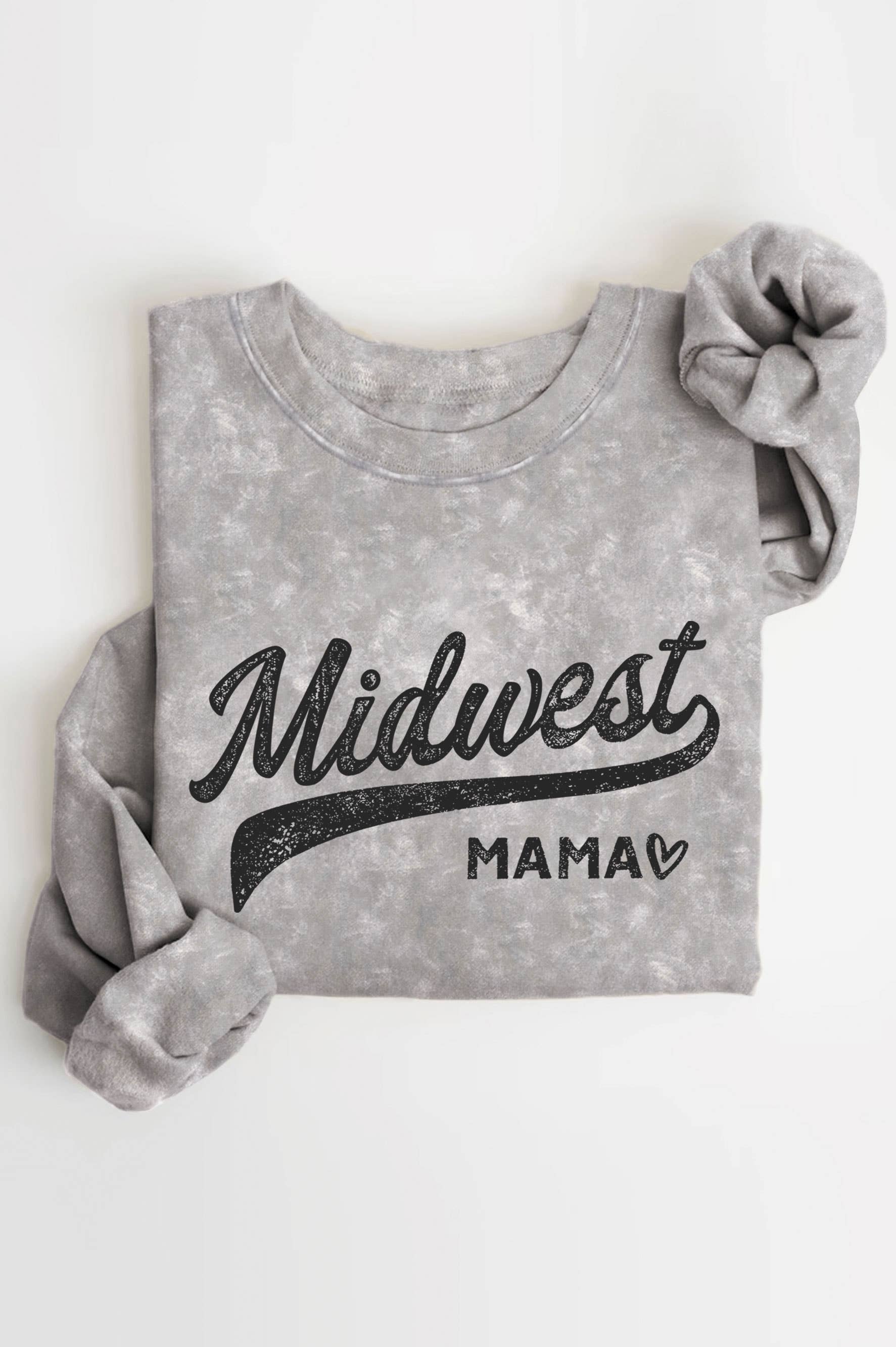 MIDWEST MAMA MINERAL GRAPHIC BRUSHED SWEATSHIRTS: BLACK
