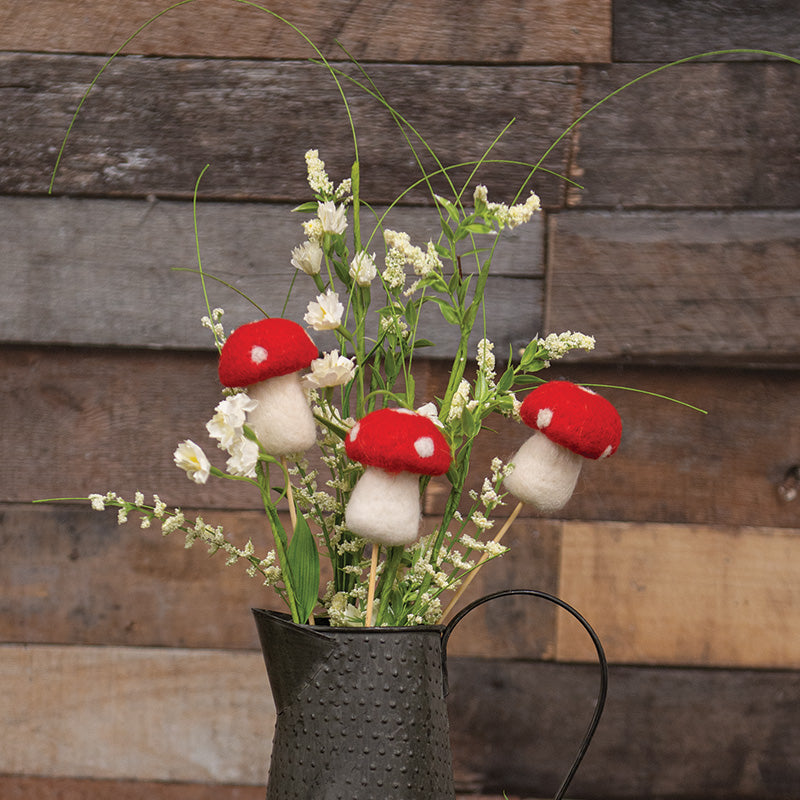 Felted Mushroom Picks, Set of 3