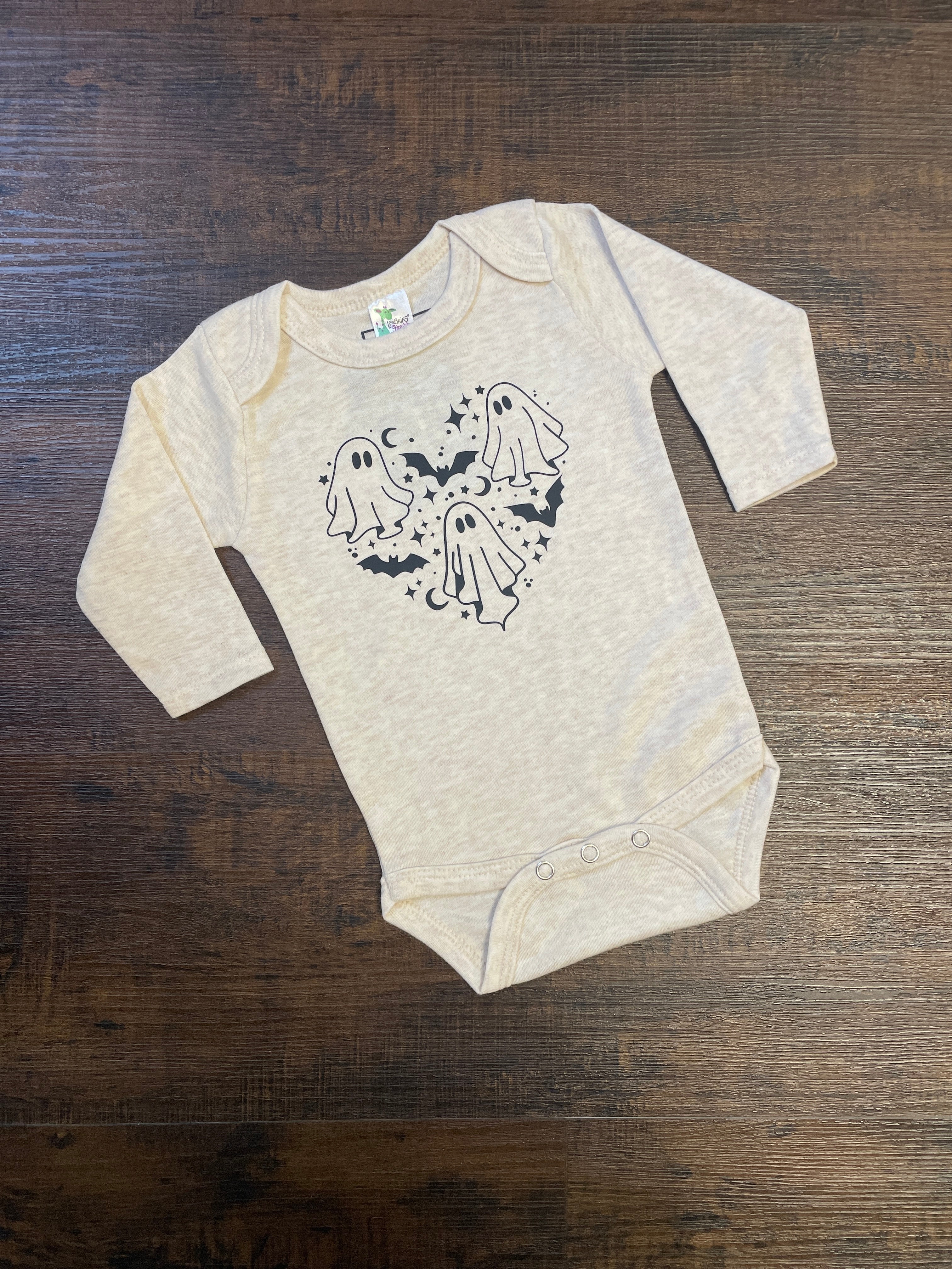 Halloween Ghost Heart Long Sleeve Baby Bodysuit