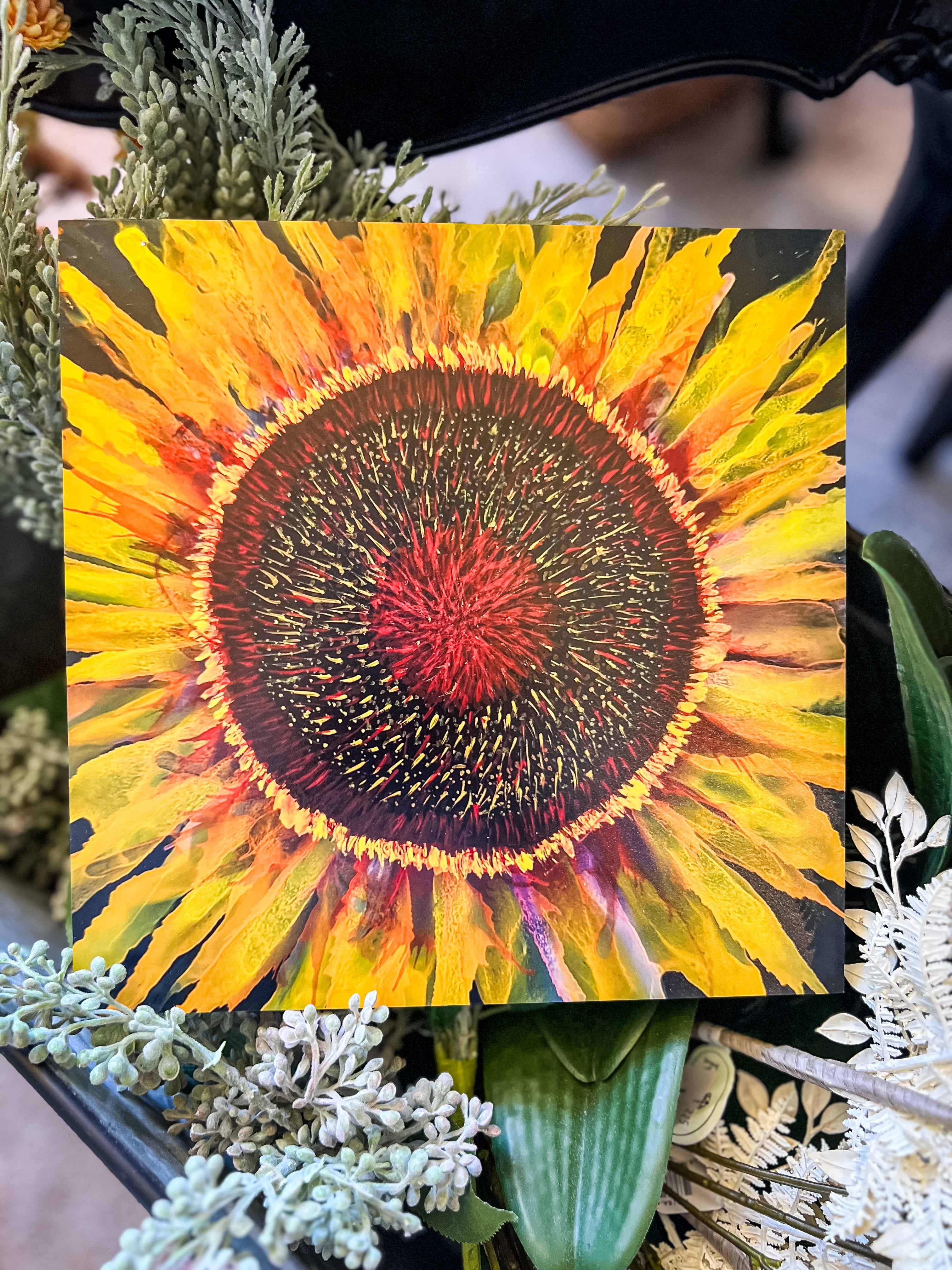 Ring of Fire Sunflower Mounted Print