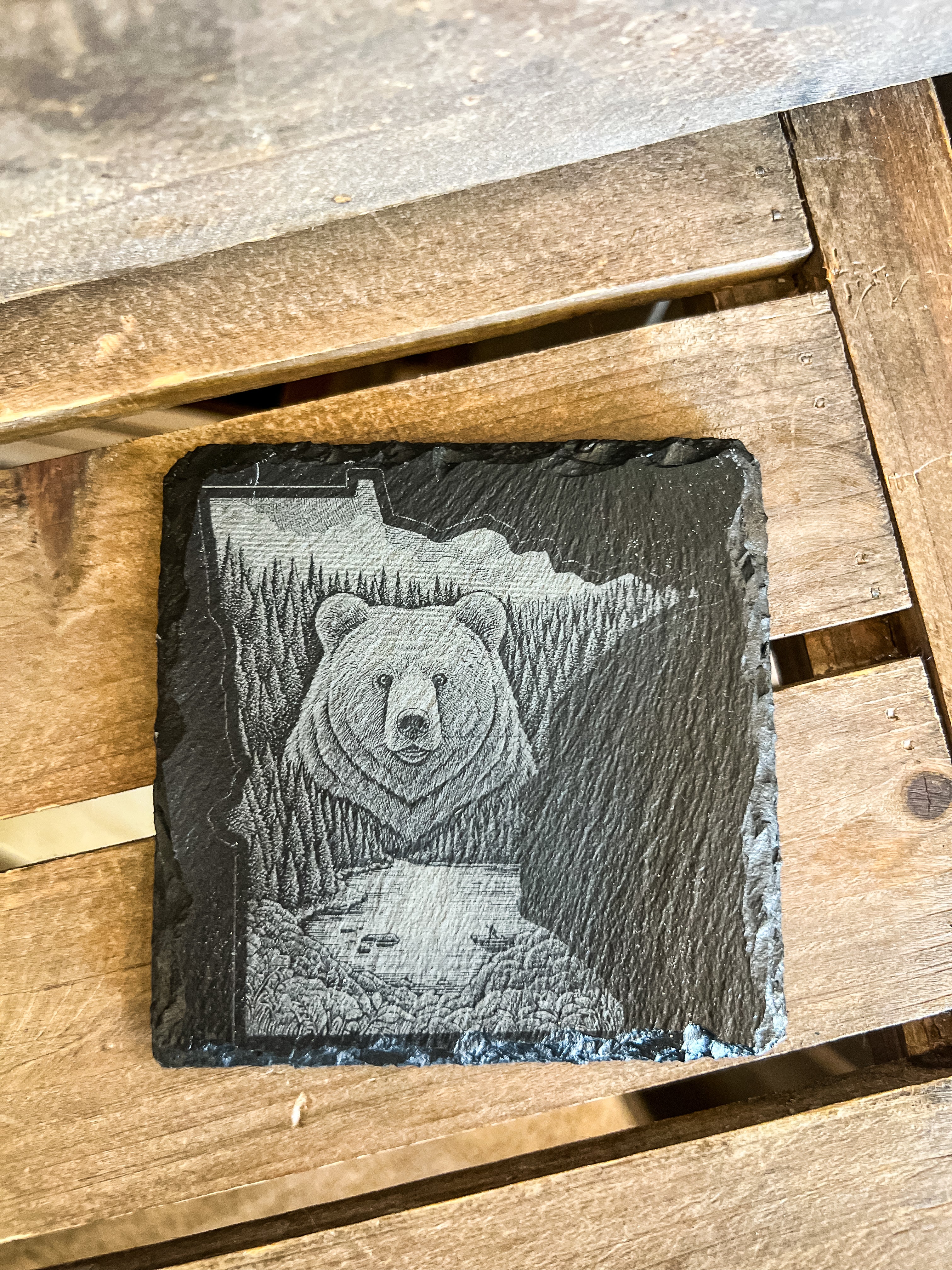 Minnesota Wildlife Outline Engraved Coaster