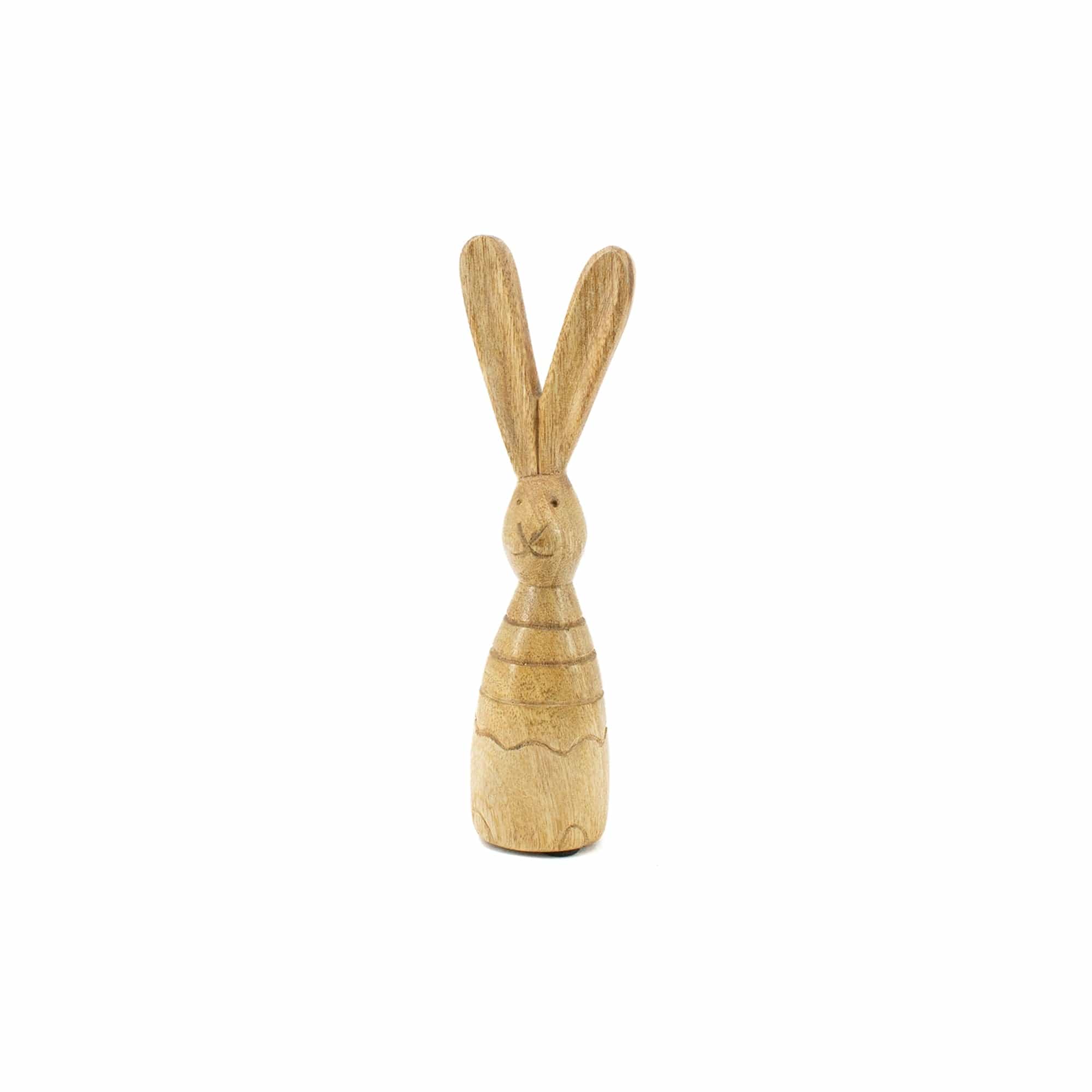 Modern Short Wood Bunny Figurine