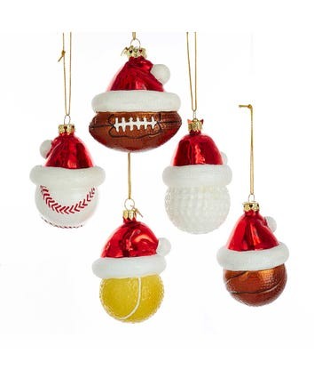 Santa Hat Sports Ball Ornament