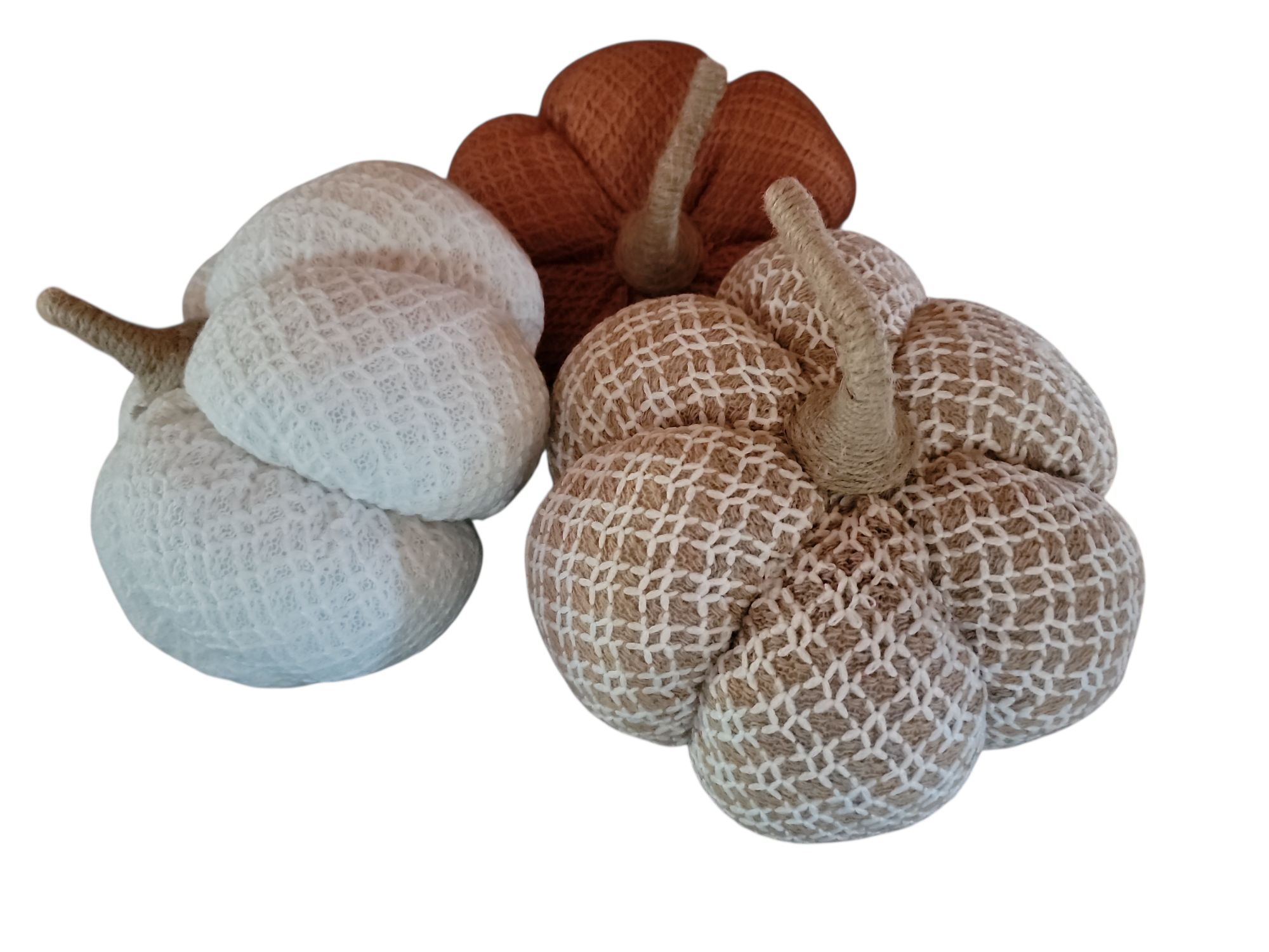Natural Fabric Pumpkin with Stem 6.5