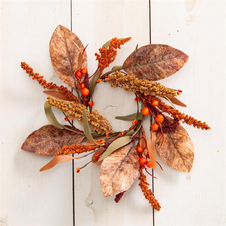 Rustic Pods & Leaves Candle Ring