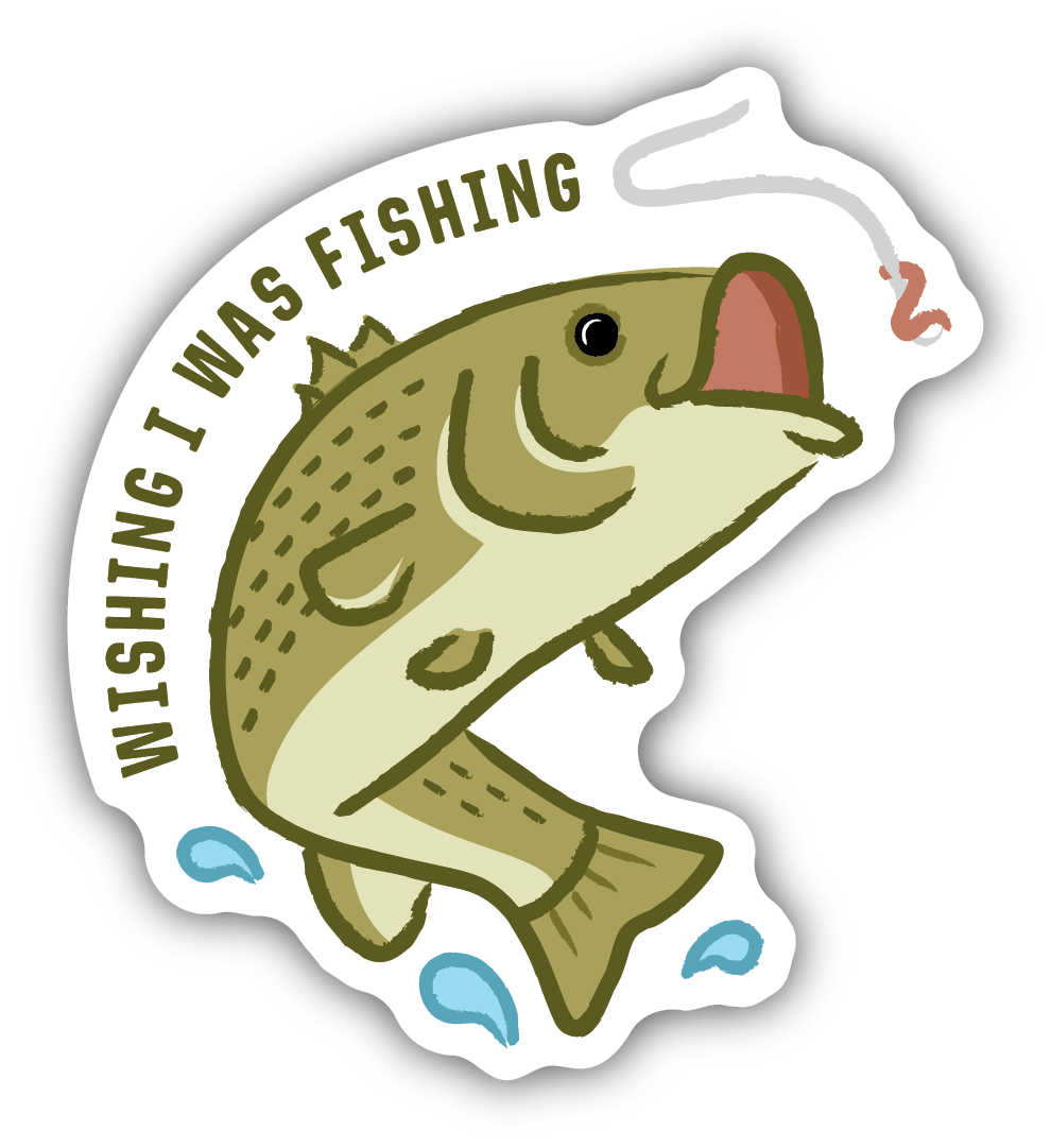 Wishing I was Fishing Bass Sticker