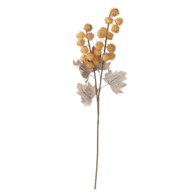 Yellow Eva Pod Spray w/Tan Leaves