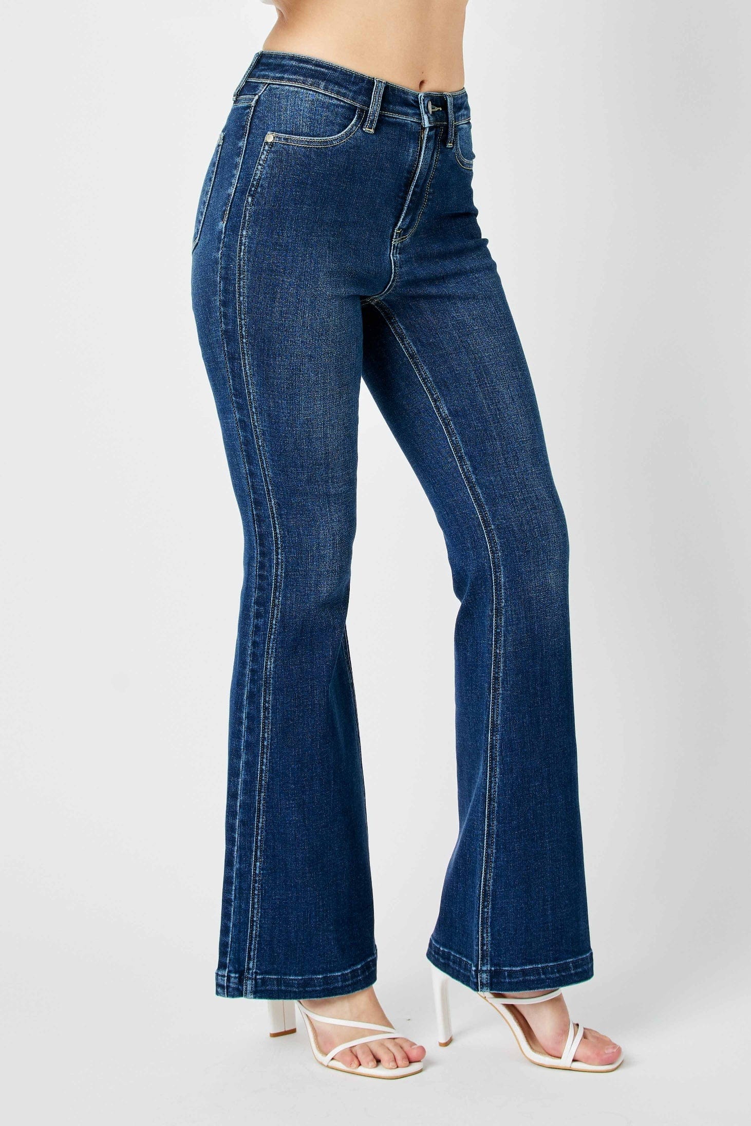 Angled Seam with Detailed Flare High Waist Judy Blue Jeans