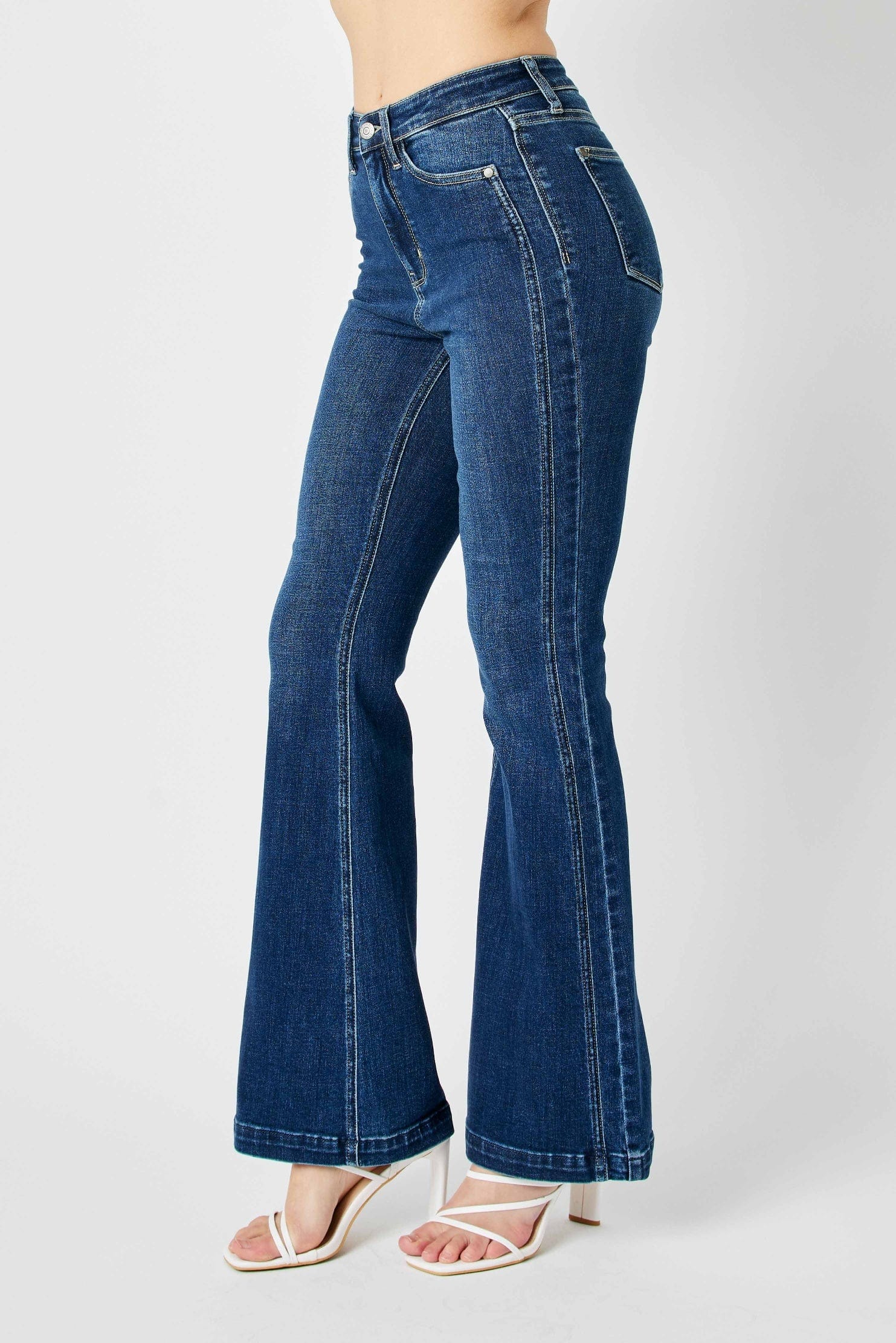 Angled Seam with Detailed Flare High Waist Judy Blue Jeans