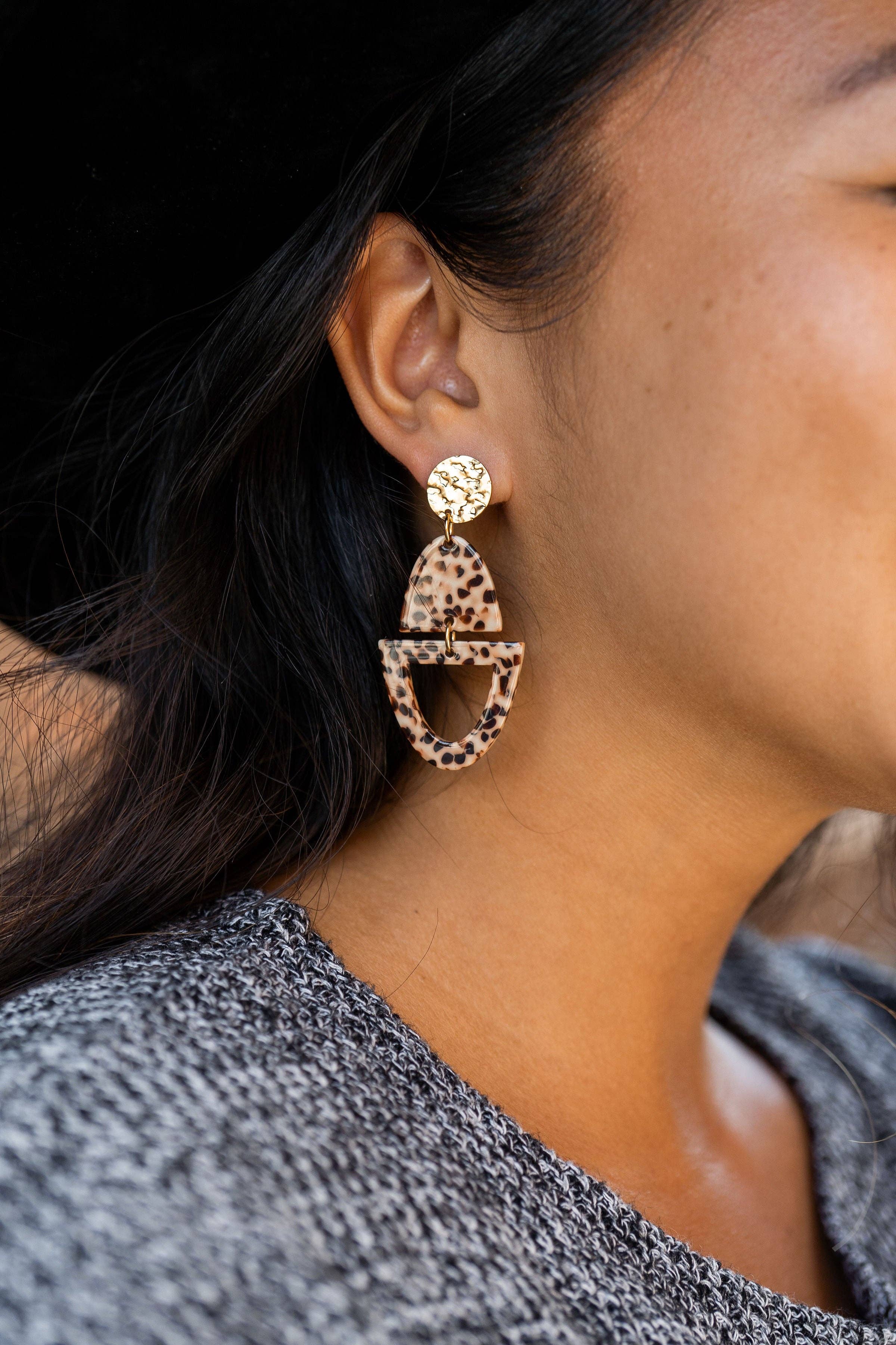 Athena Brown Dot Earrings
