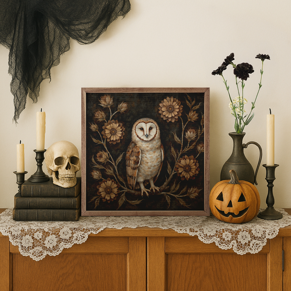 Floral Autumn Owl Print