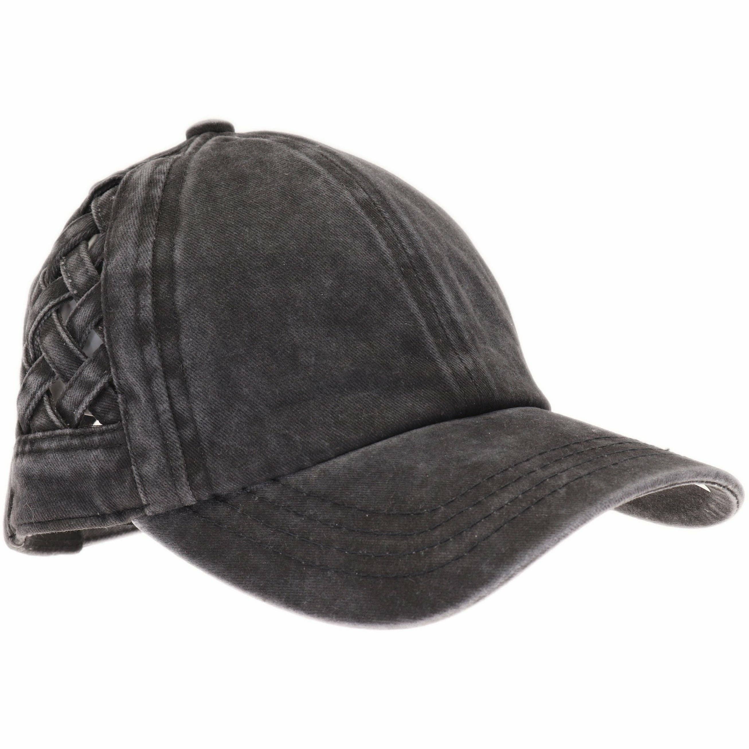Basket Woven Criss-Cross High Ponytail CC Baseball Hat