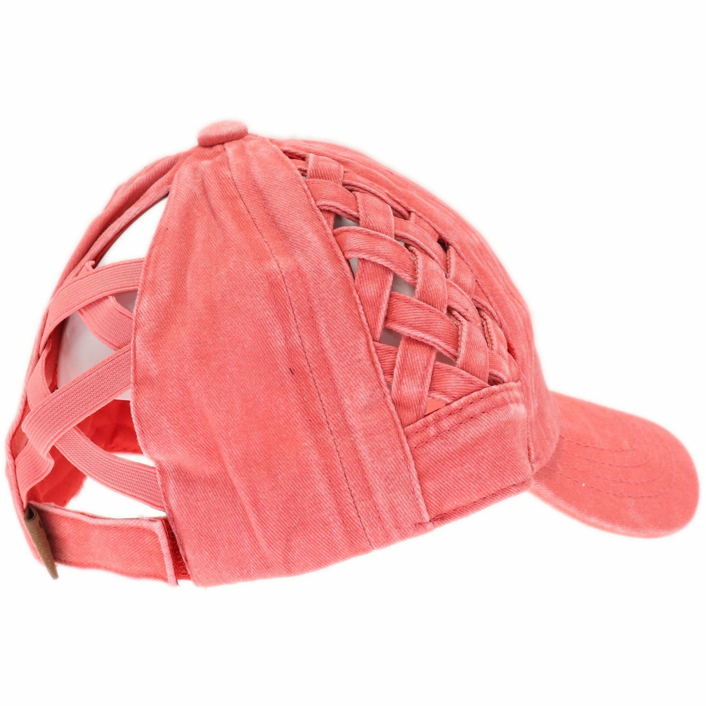 Basket Woven Criss-Cross High Ponytail CC Baseball Hat