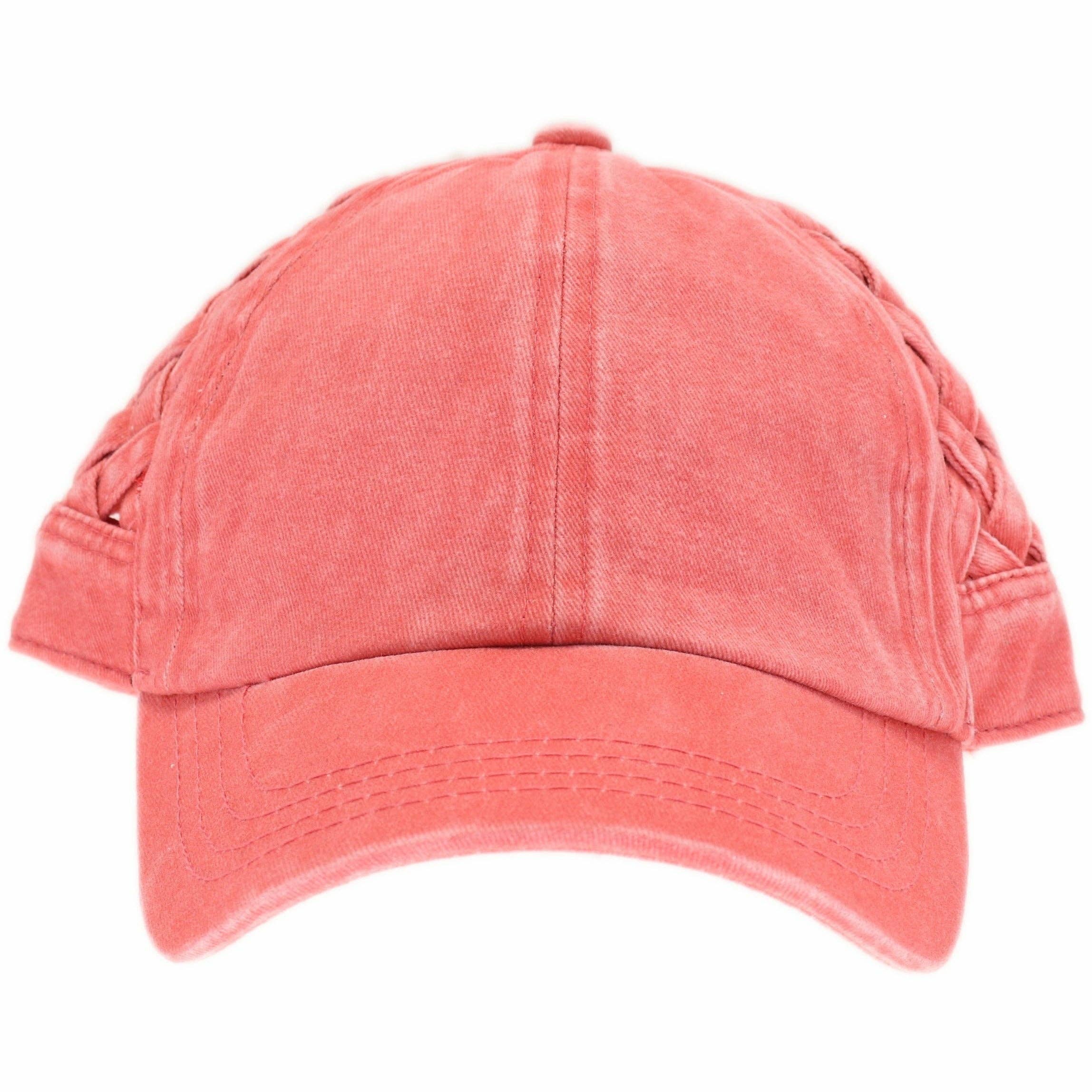 Basket Woven Criss-Cross High Ponytail CC Baseball Hat