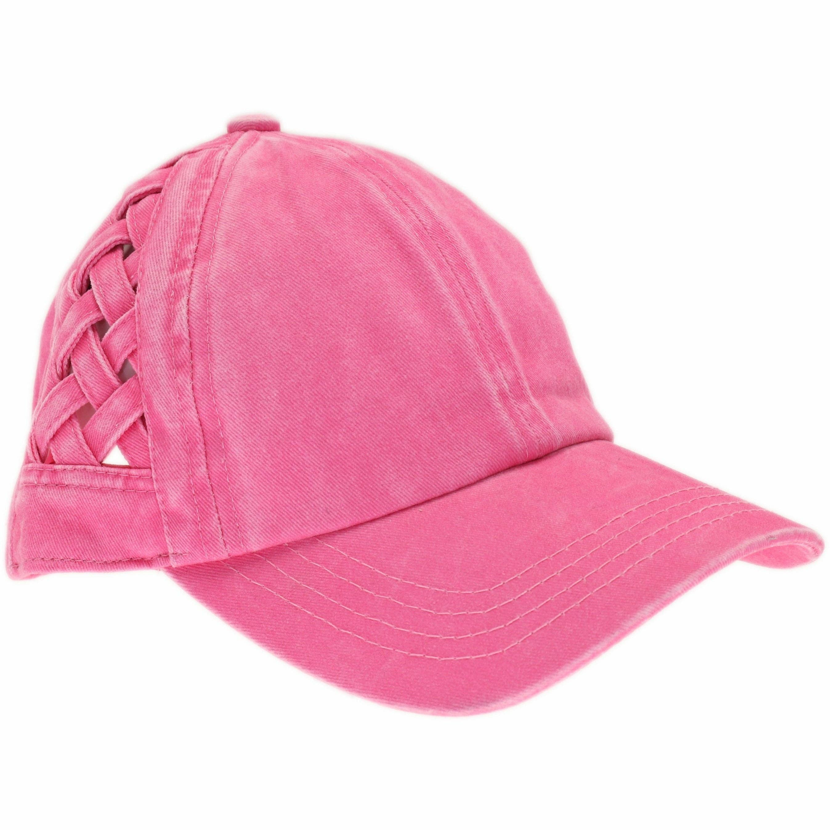 Basket Woven Criss-Cross High Ponytail CC Baseball Hat
