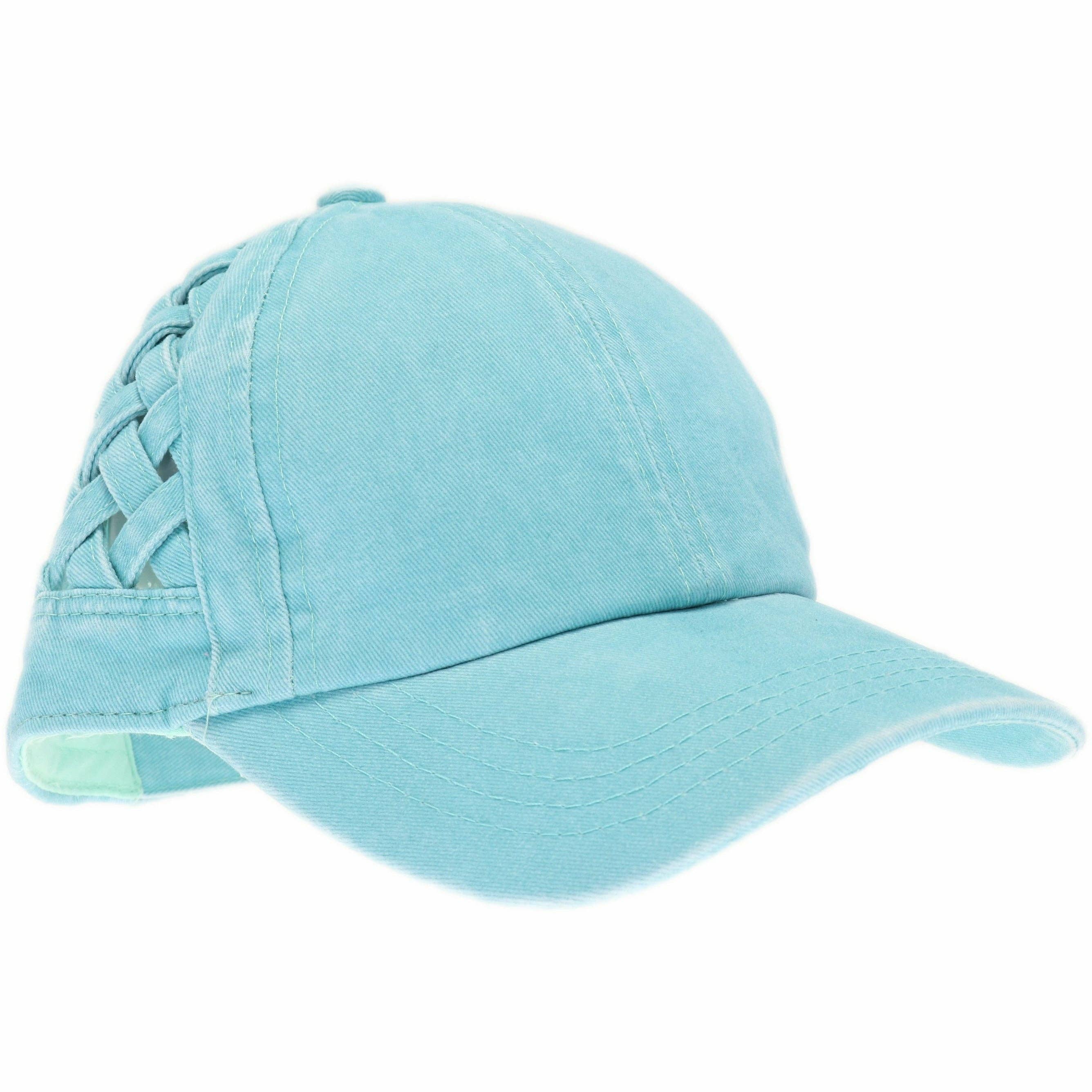 Basket Woven Criss-Cross High Ponytail CC Baseball Hat