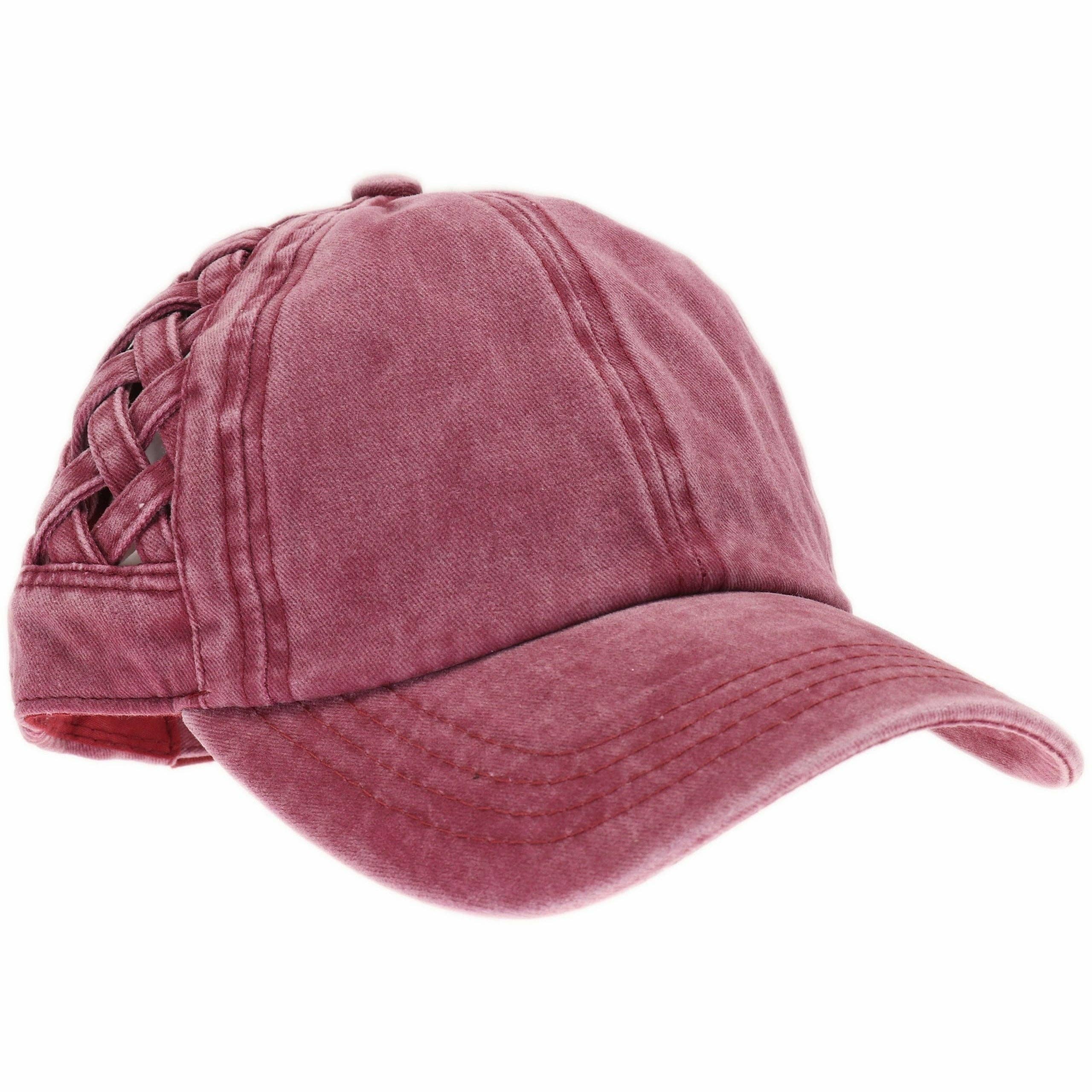 Basket Woven Criss-Cross High Ponytail CC Baseball Hat