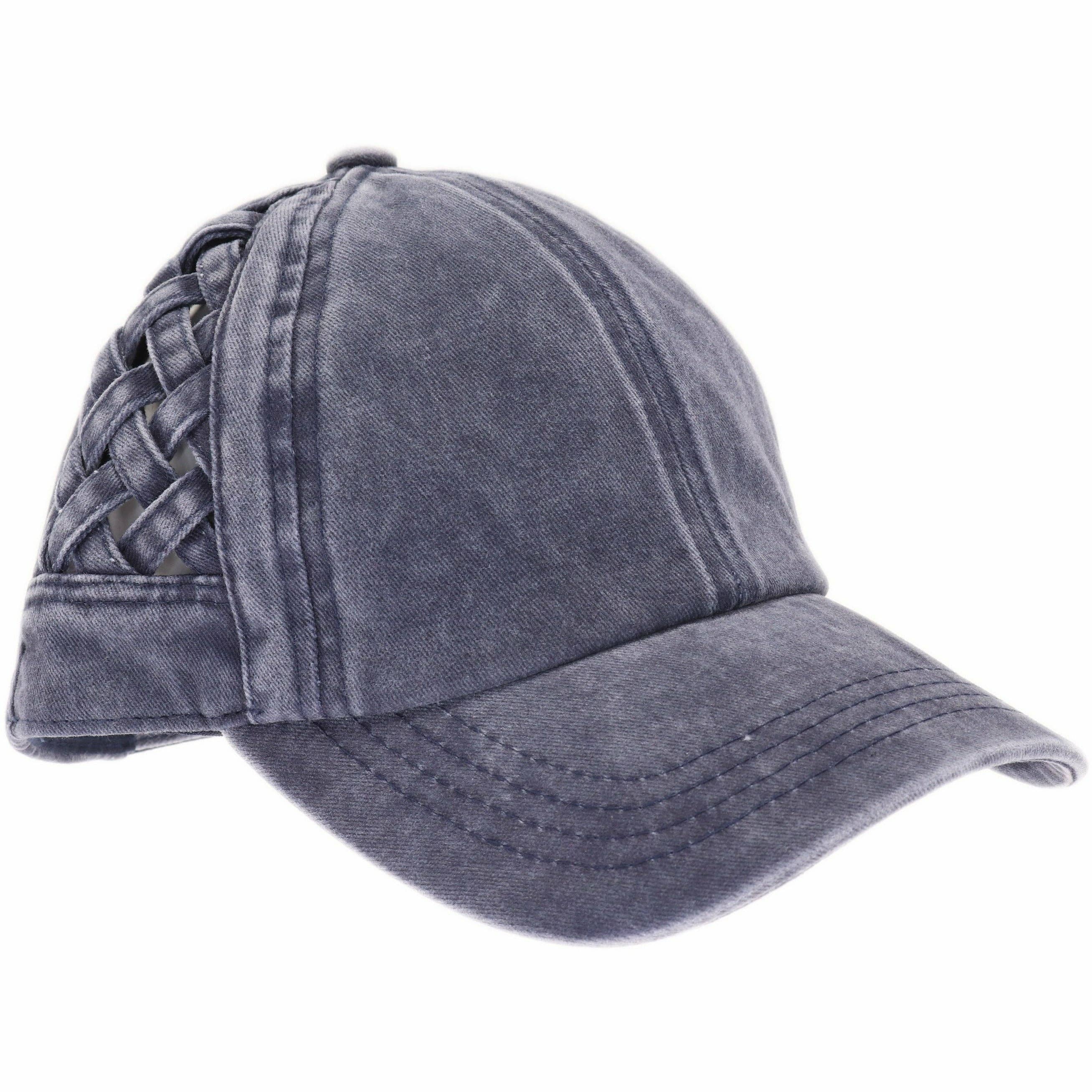 Basket Woven Criss-Cross High Ponytail CC Baseball Hat