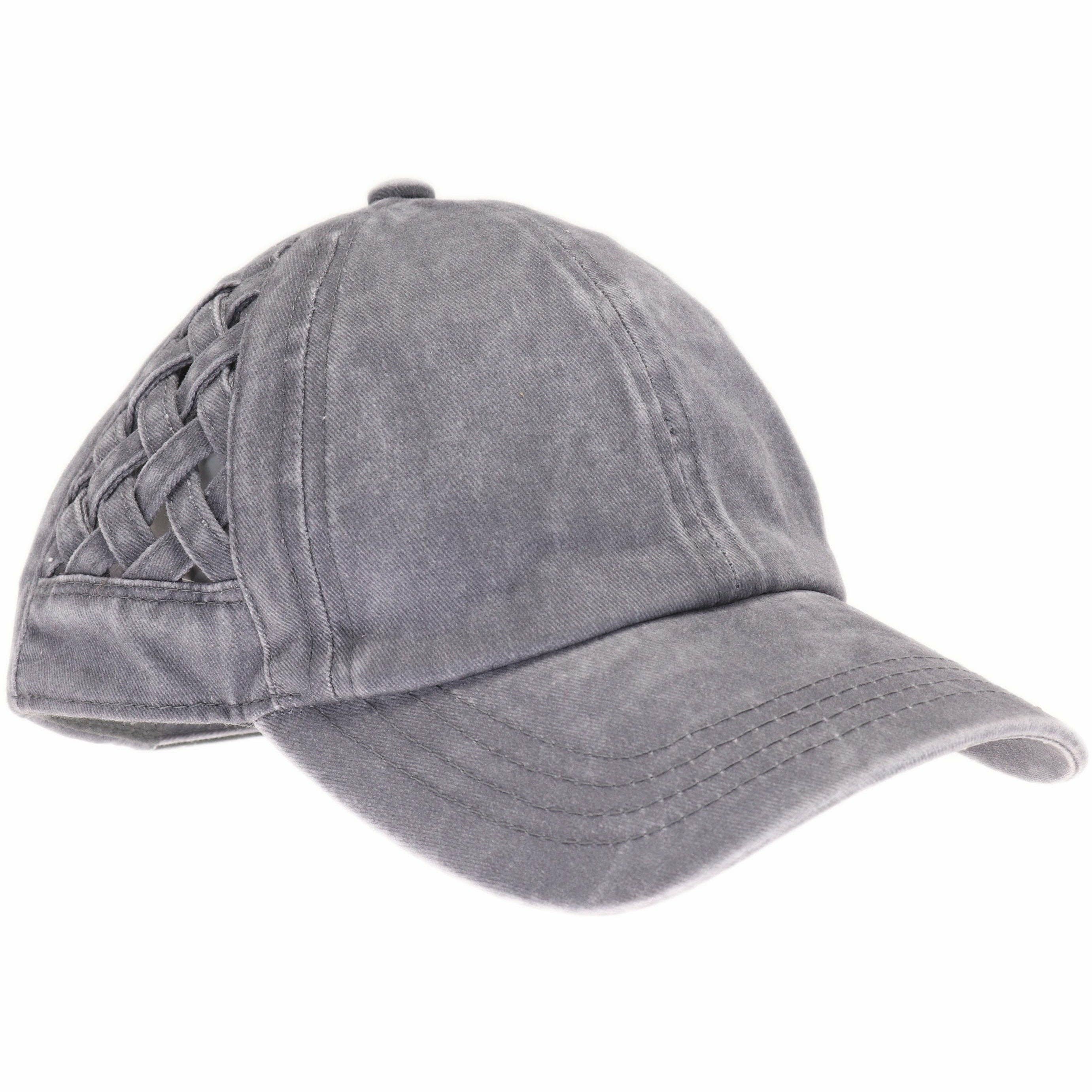Basket Woven Criss-Cross High Ponytail CC Baseball Hat